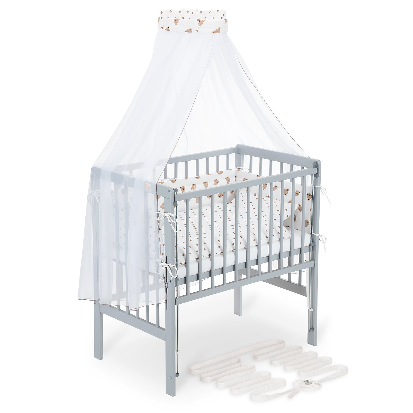 Boxspring Flex 26 grey bedside crib complete set with blanket / pillow