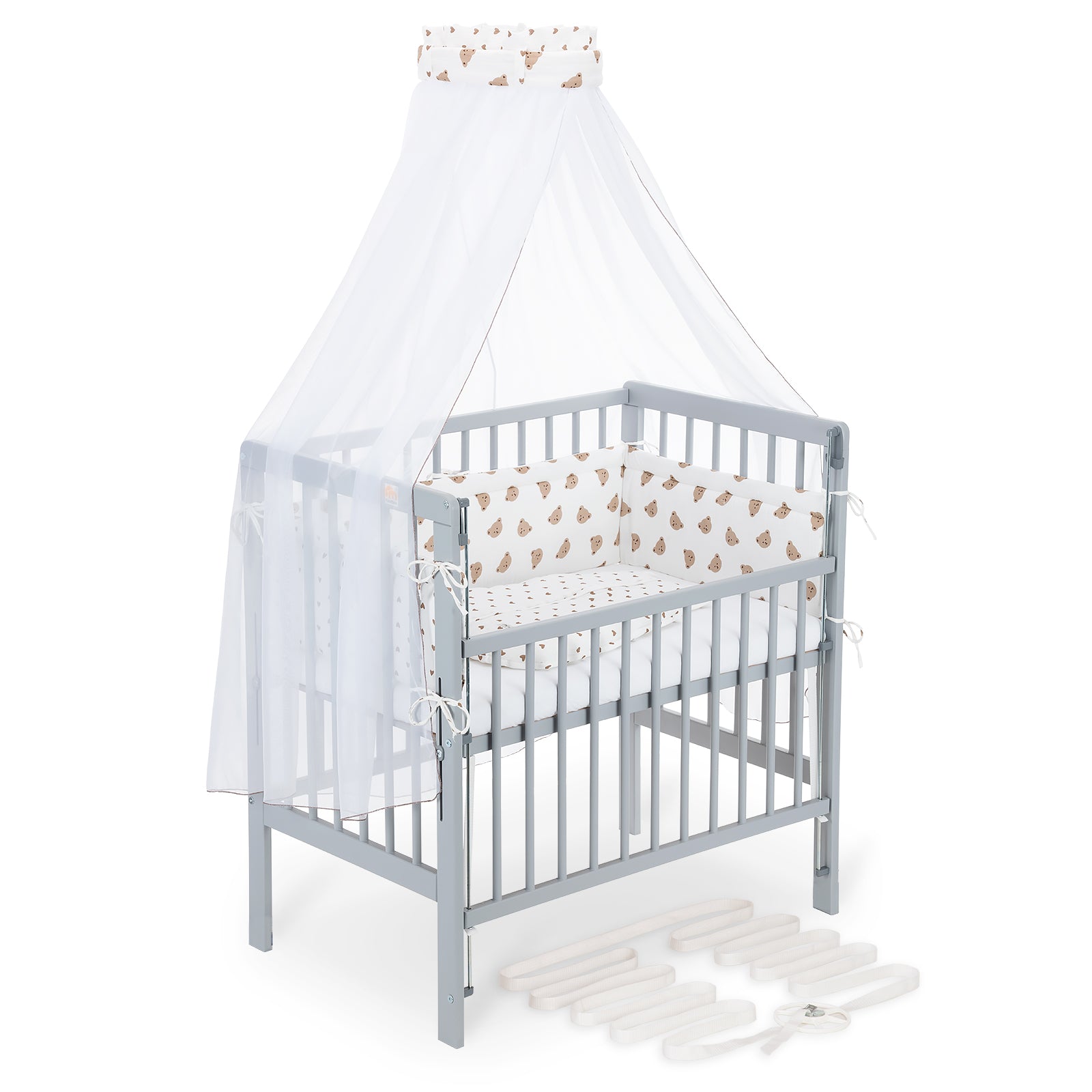 Beistellbett Boxspring Flex 26 grau Komplettset mit Schlafsack