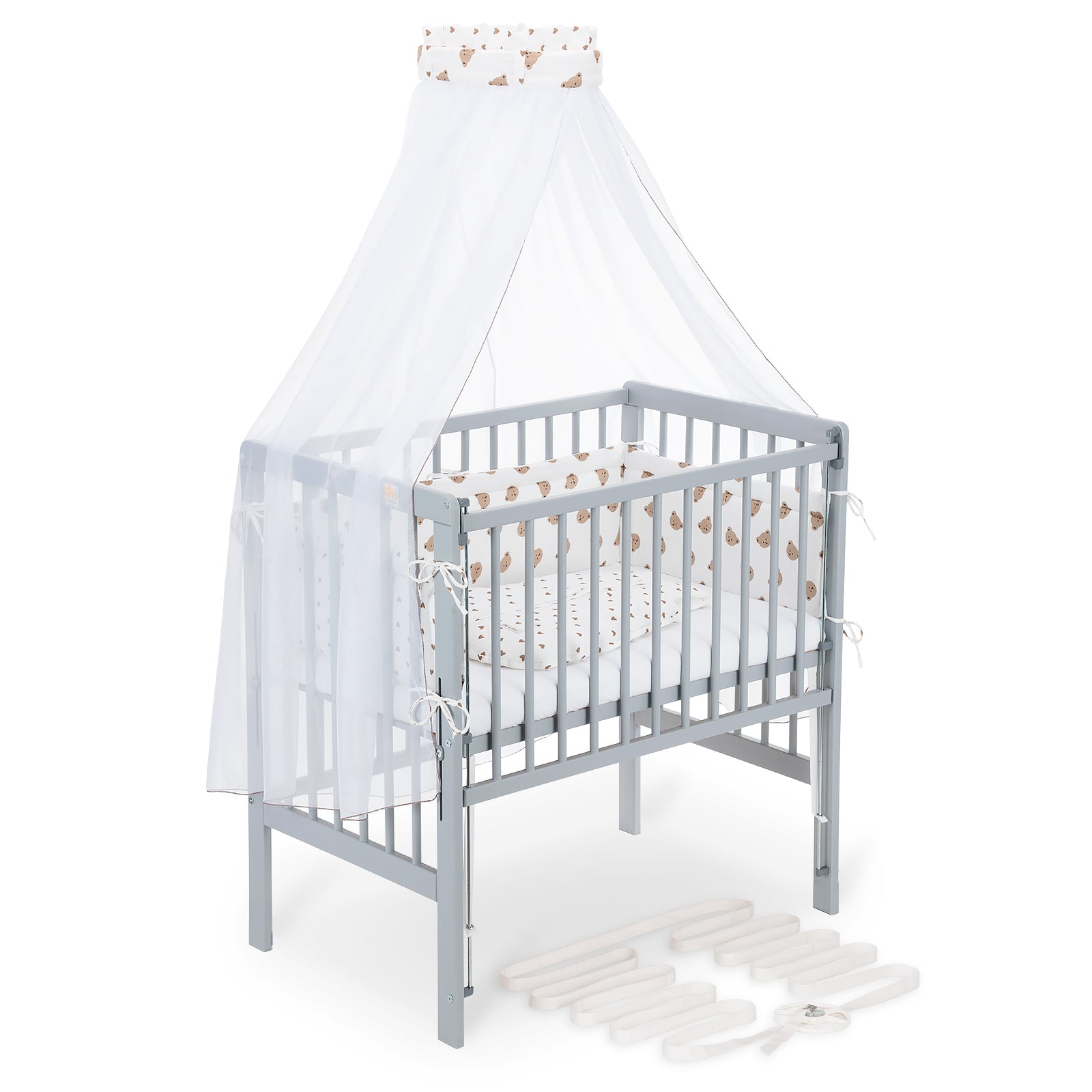 Beistellbett Boxspring Flex 26 grau Komplettset mit Schlafsack