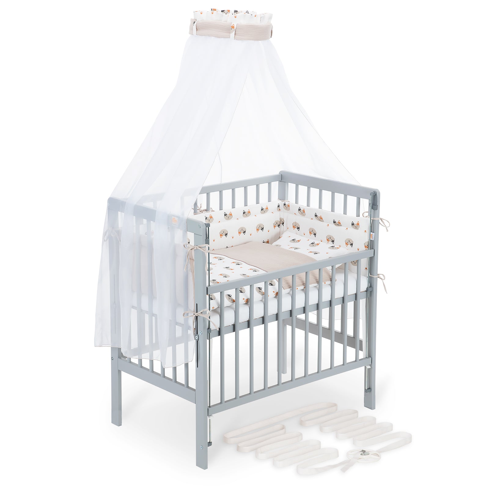 Beistellbett Boxspring Flex 26 grau Komplettset mit Decke / Kissen