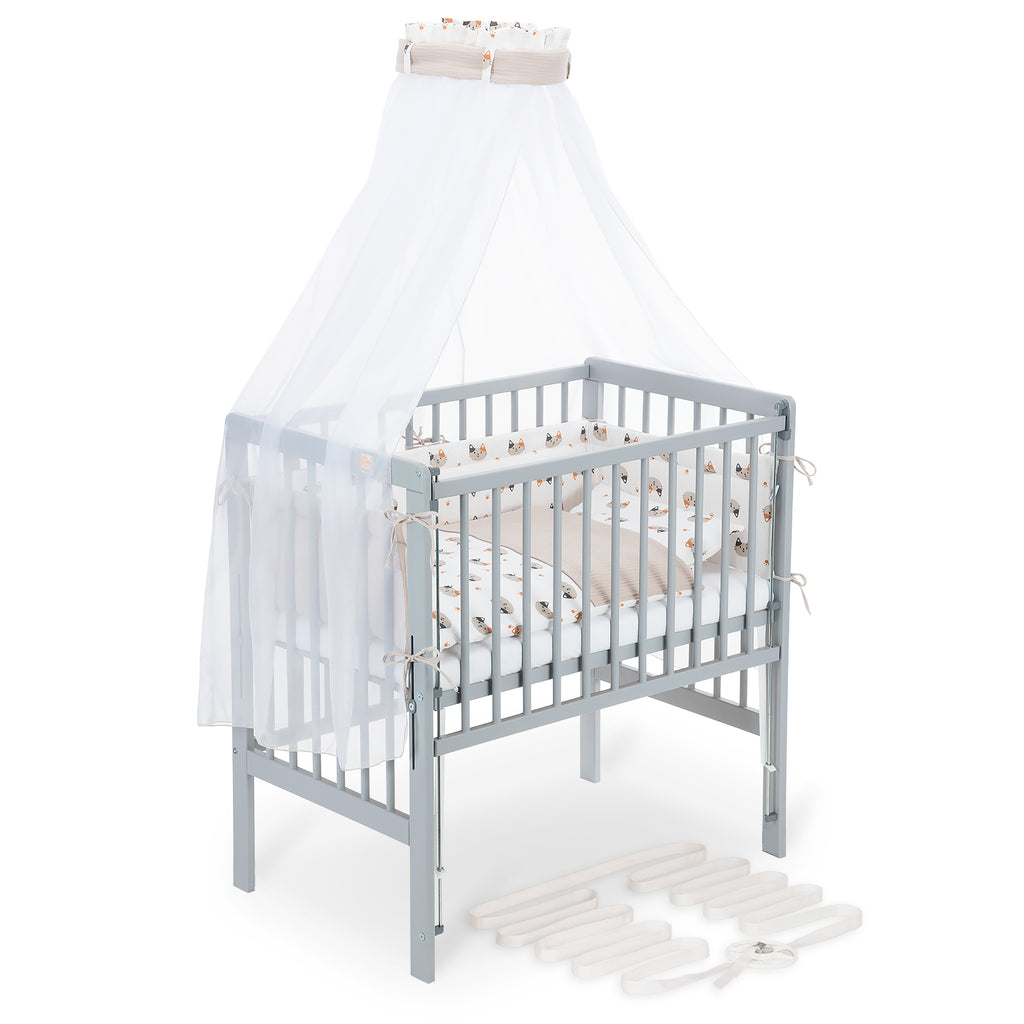 Boxspring Flex 26 grey bedside crib complete set with blanket / pillow