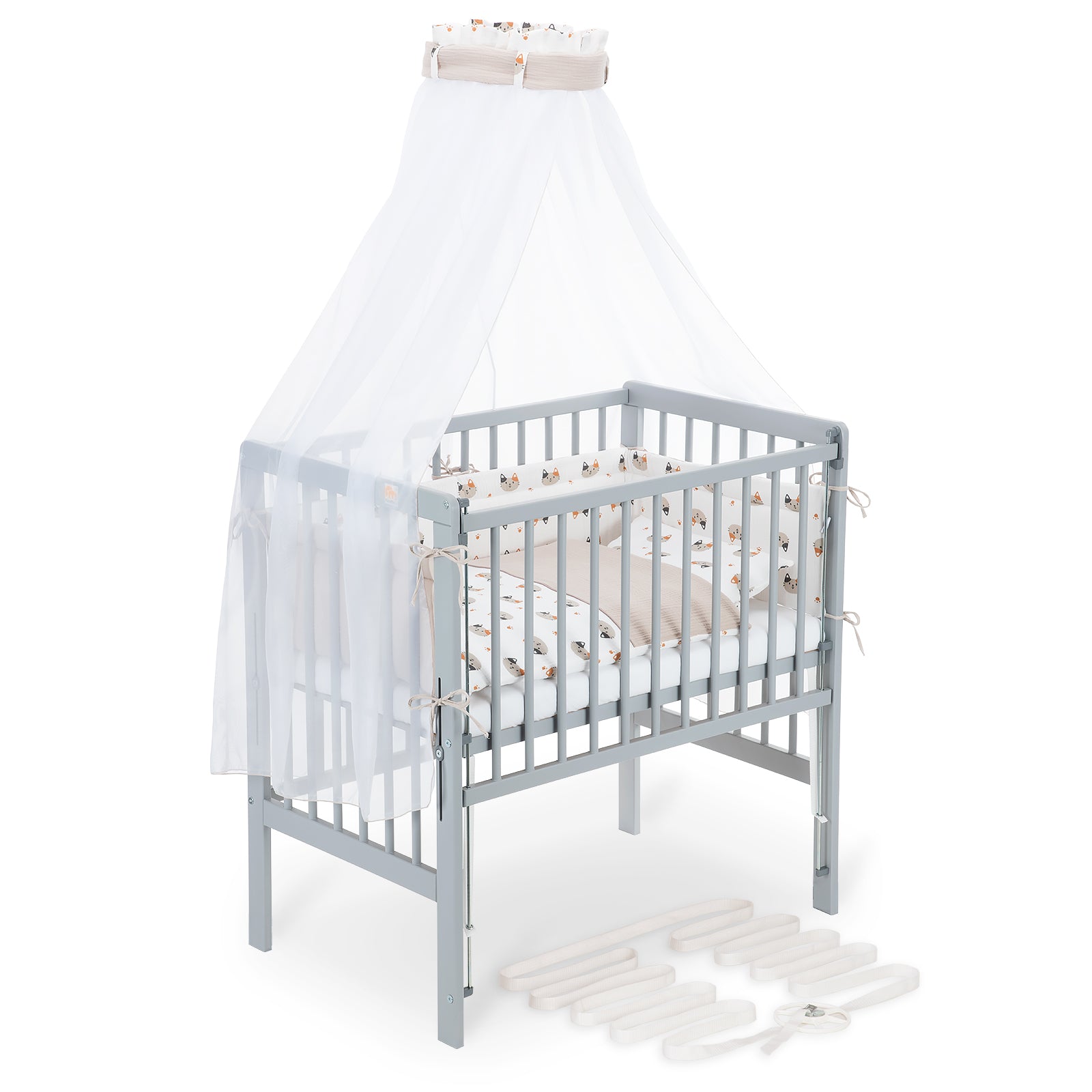Boxspring Flex 26 grey bedside crib complete set with blanket / pillow