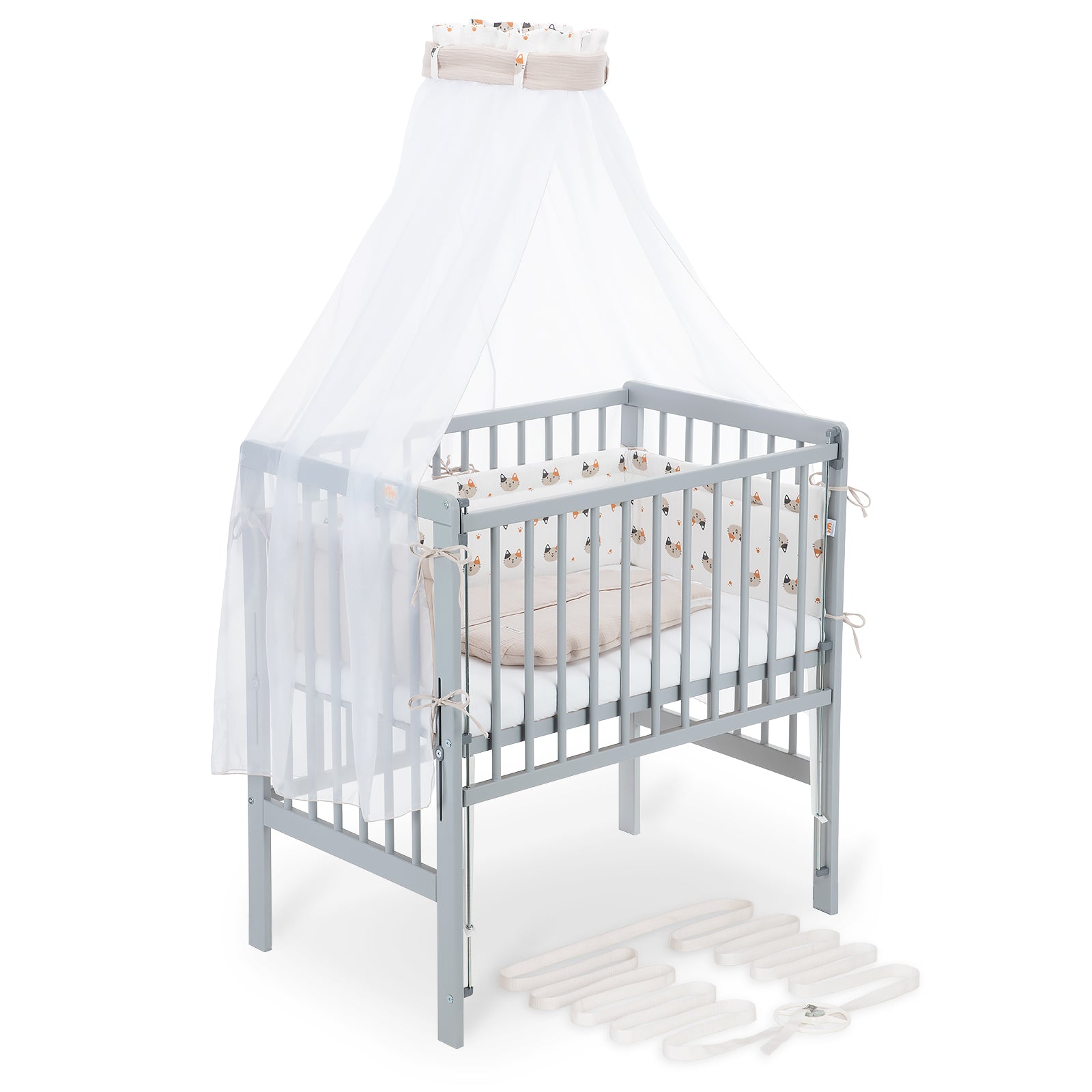 Beistellbett Boxspring Flex 26 grau Komplettset mit Schlafsack
