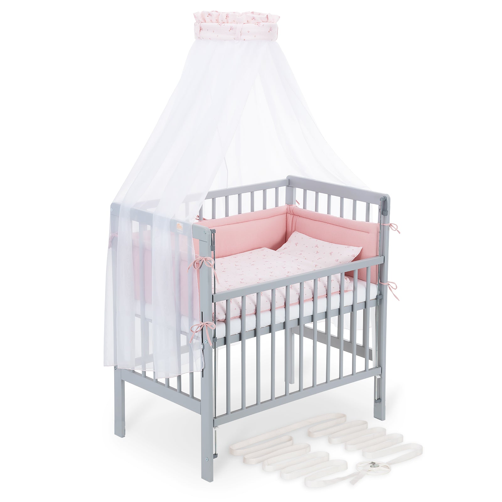 Beistellbett Boxspring Flex 26 grau Komplettset mit Decke / Kissen