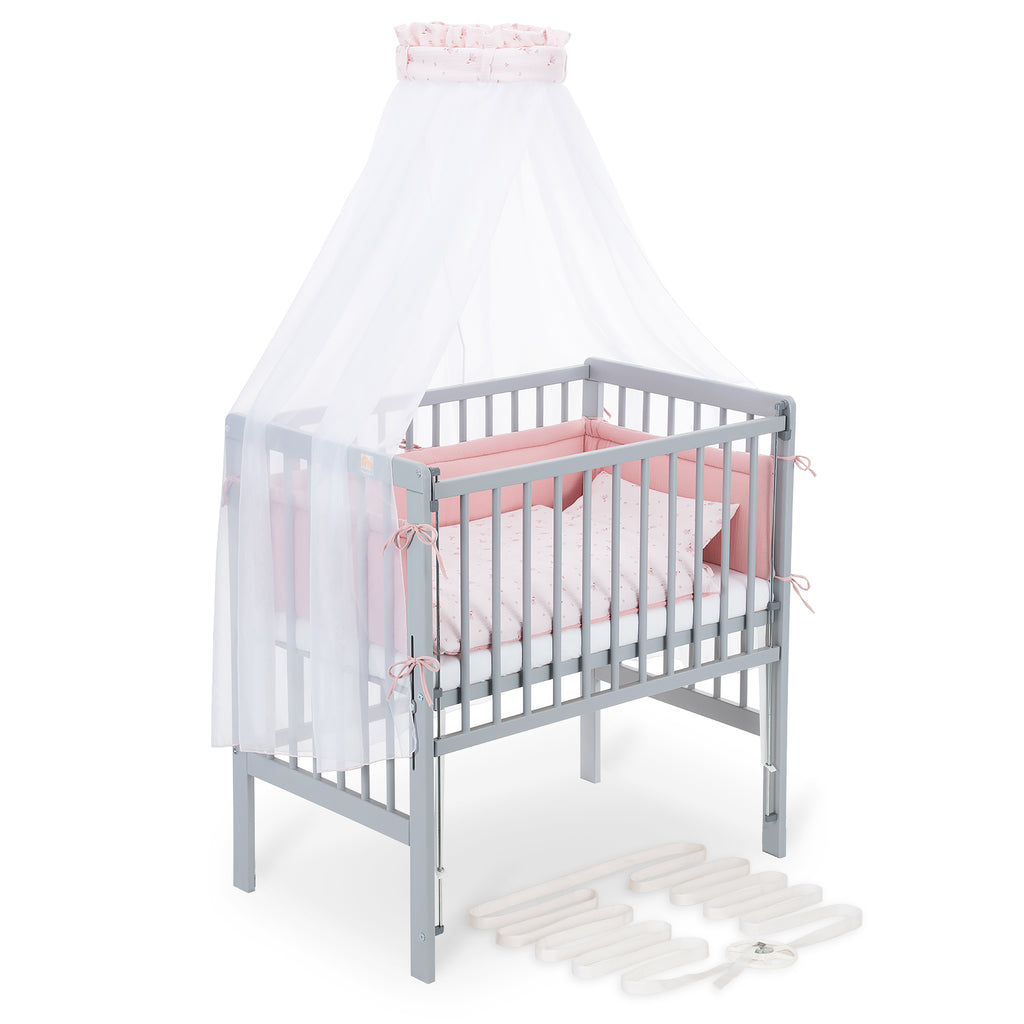 Boxspring Flex 26 grey bedside crib complete set with blanket / pillow