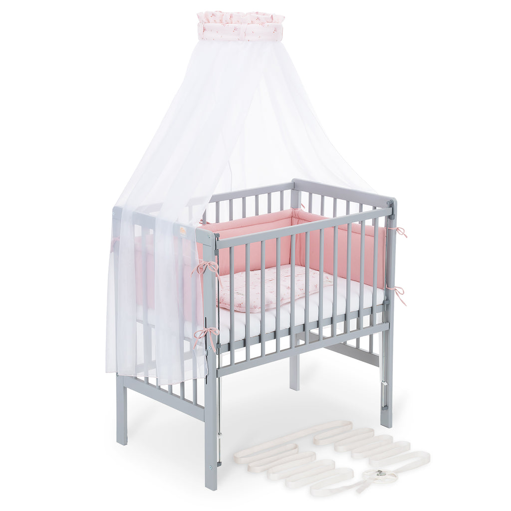Beistellbett Boxspring Flex 26 grau Komplettset mit Schlafsack