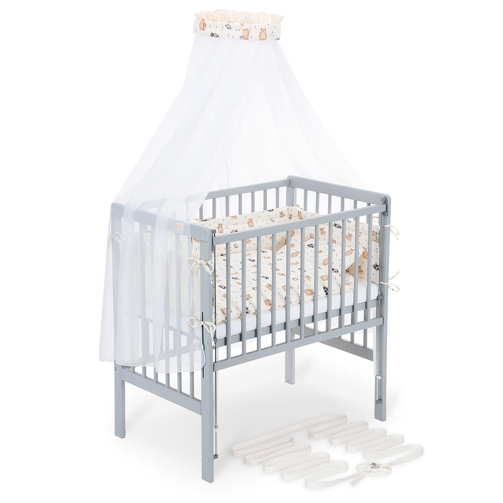 Boxspring Flex 26 grey bedside crib complete set with blanket / pillow