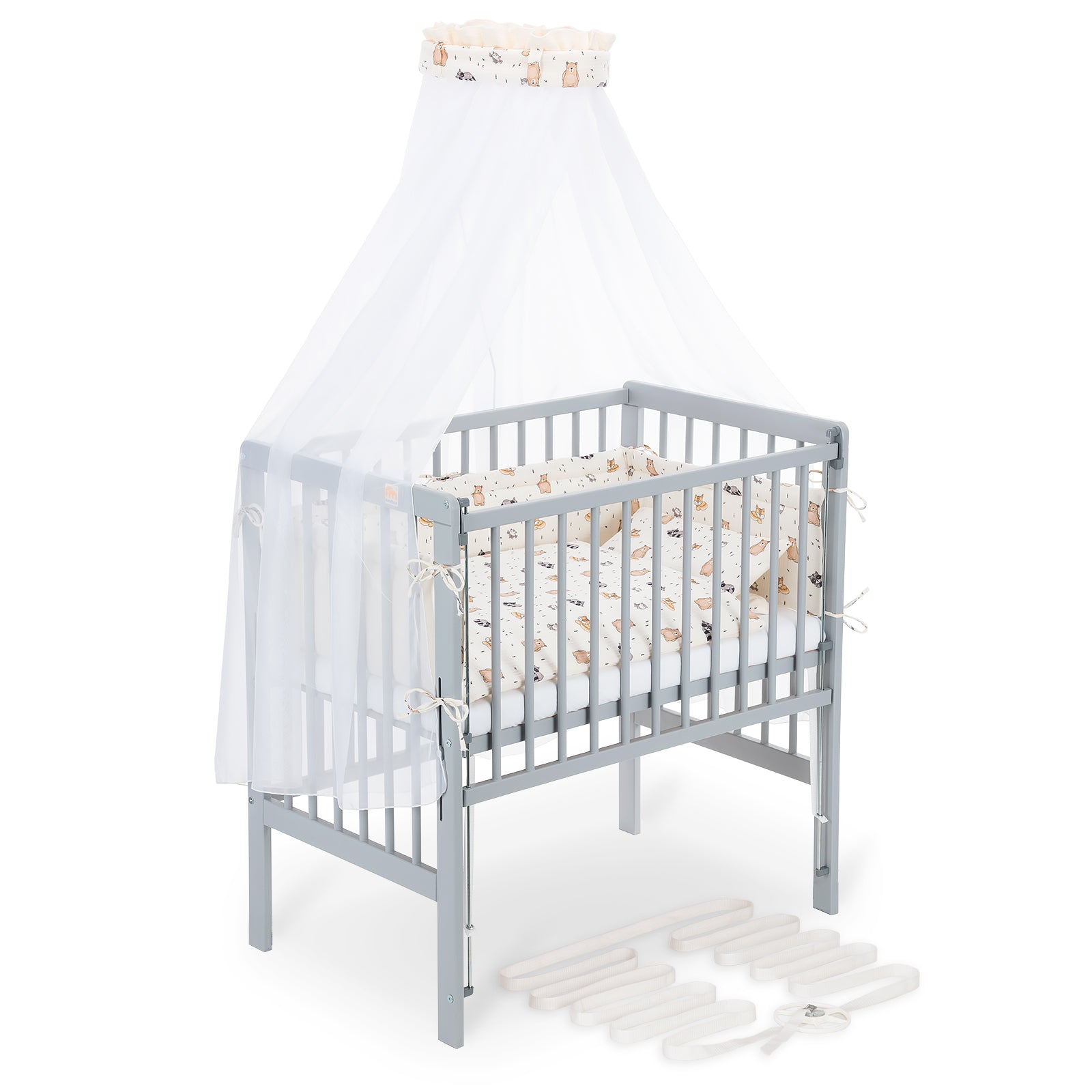 Boxspring Flex 26 grey bedside crib complete set with blanket / pillow