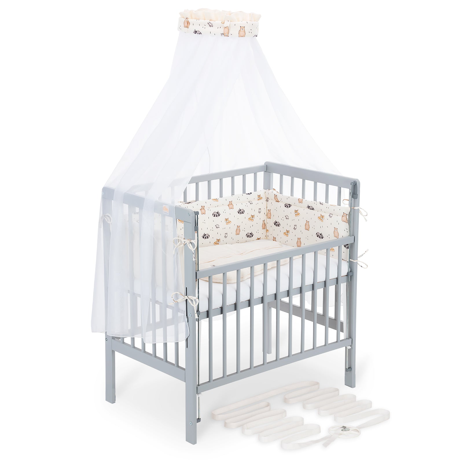 Beistellbett Boxspring Flex 26 grau Komplettset mit Schlafsack