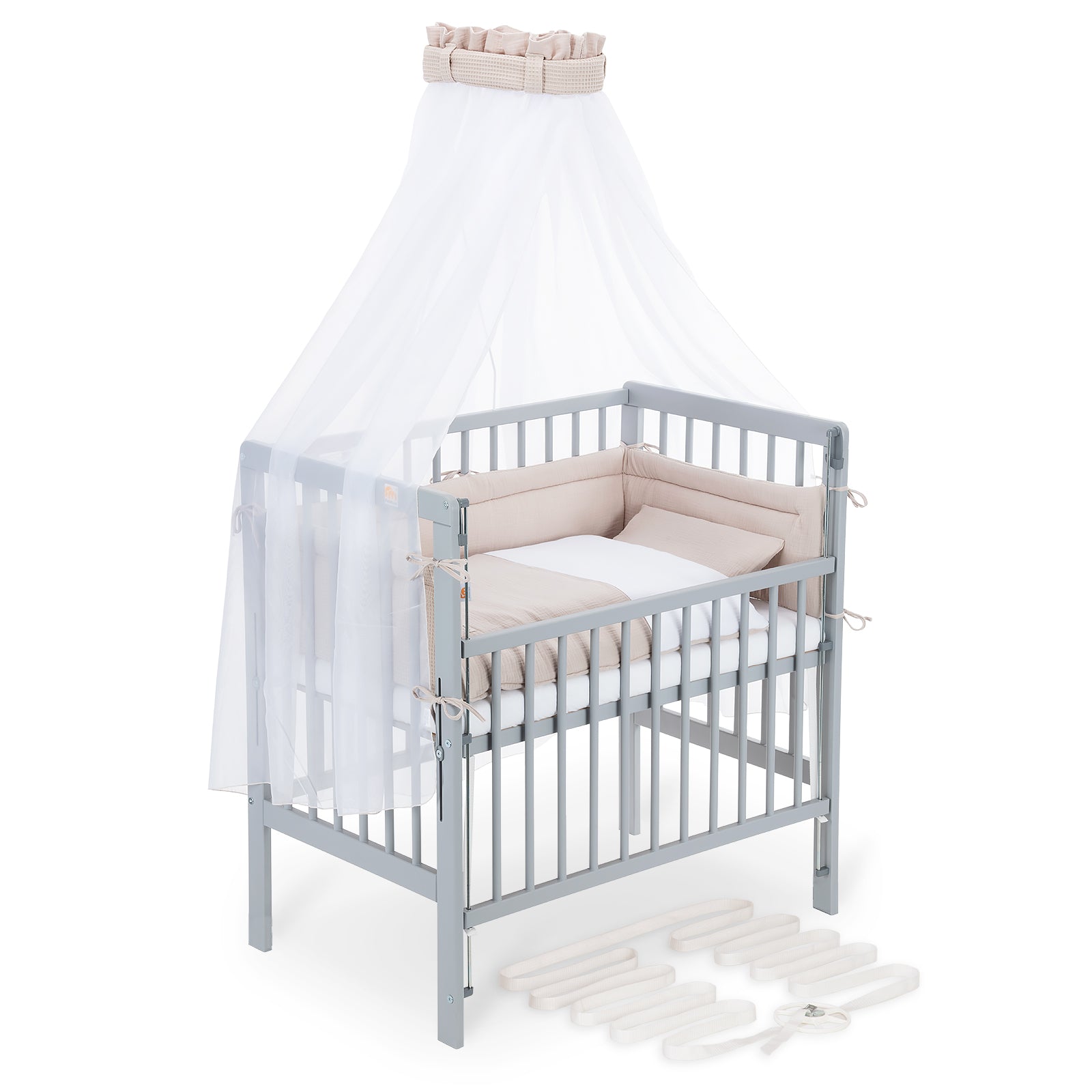 Beistellbett Boxspring Flex 26 grau Komplettset mit Decke / Kissen