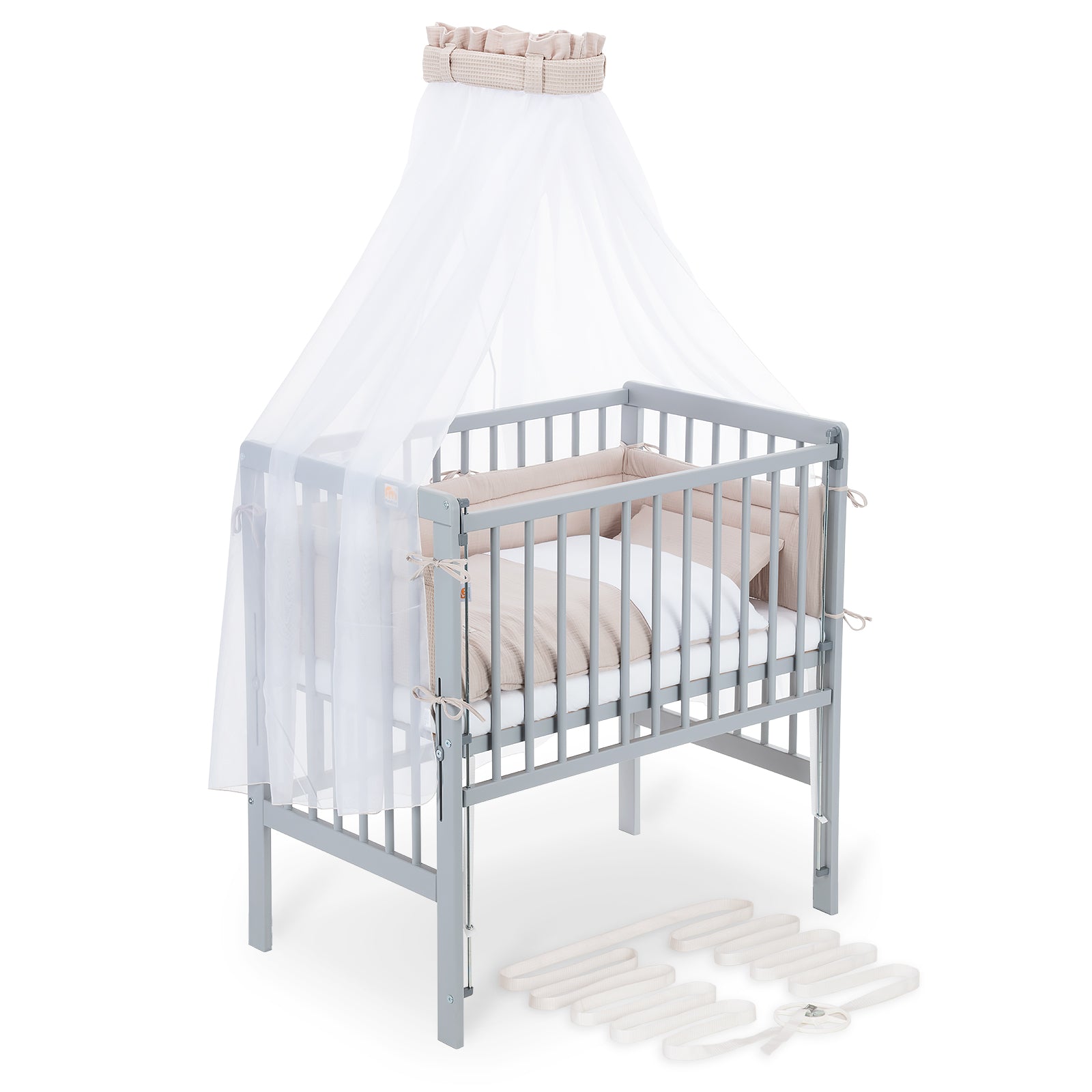 Boxspring Flex 26 grey bedside crib complete set with blanket / pillow