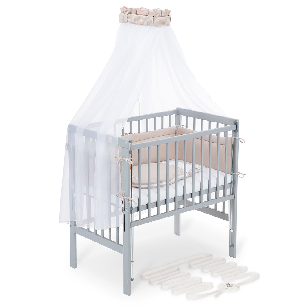 Beistellbett Boxspring Flex 26 grau Komplettset mit Schlafsack