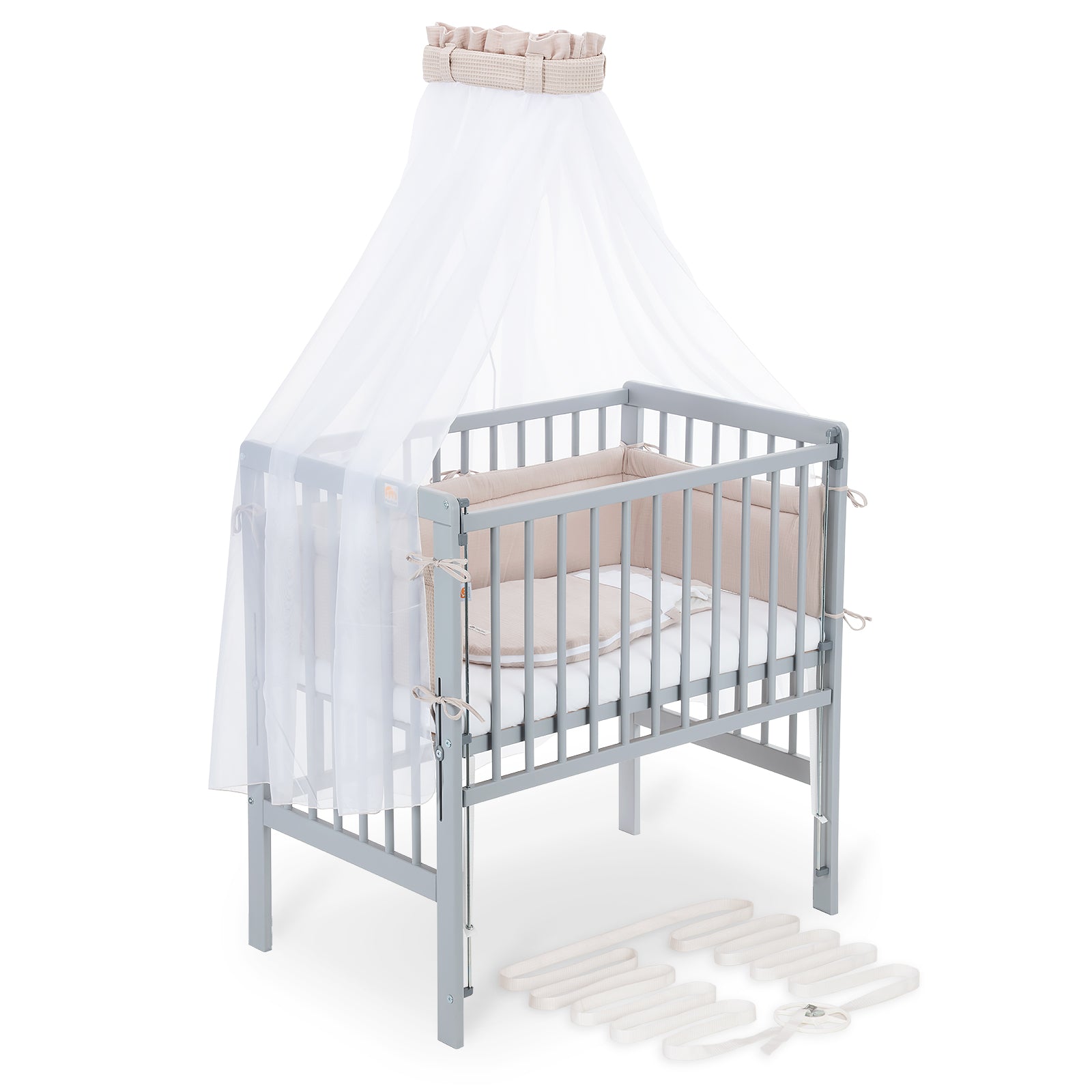 Beistellbett Boxspring Flex 26 grau Komplettset mit Schlafsack