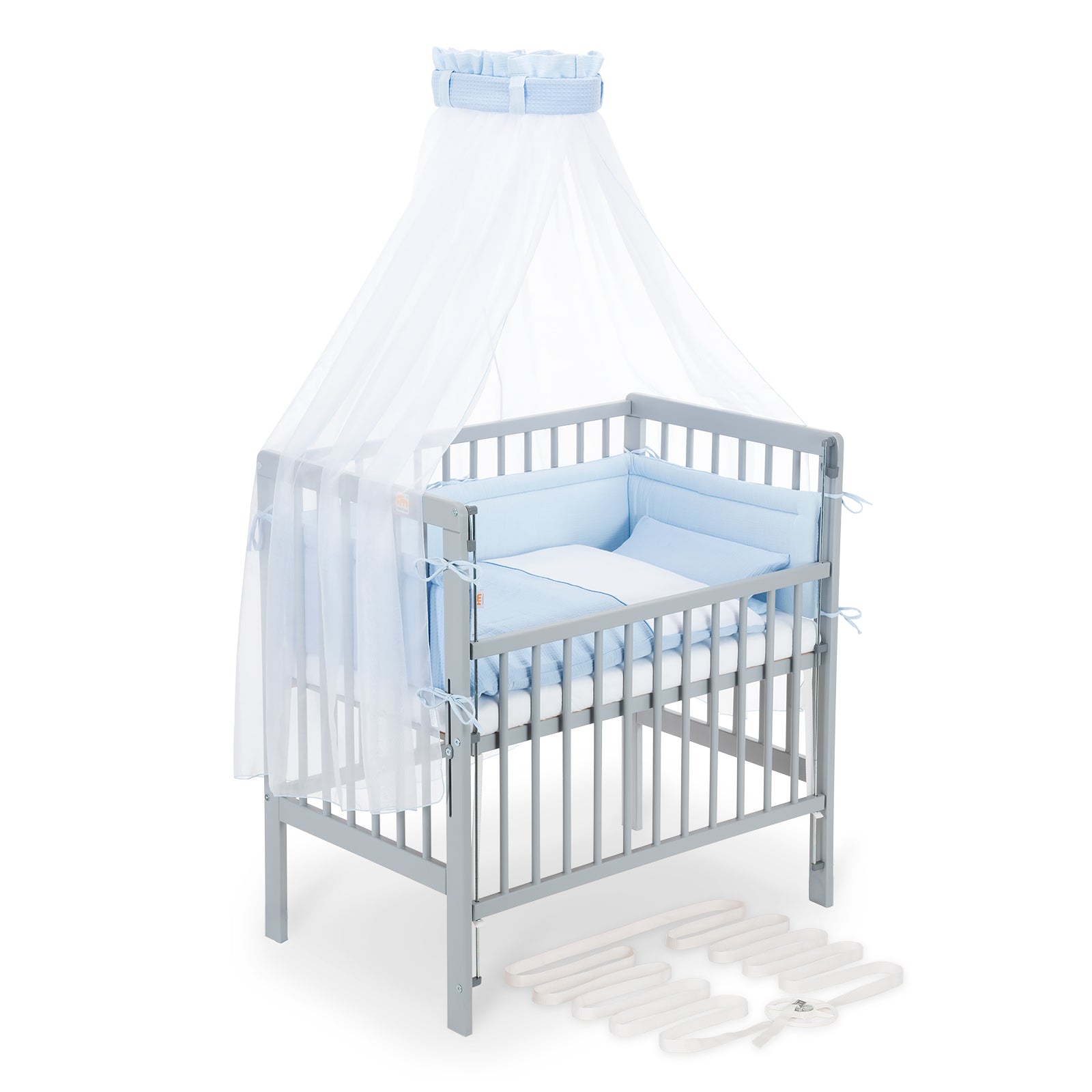 Beistellbett Boxspring Flex 26 grau Komplettset mit Decke / Kissen