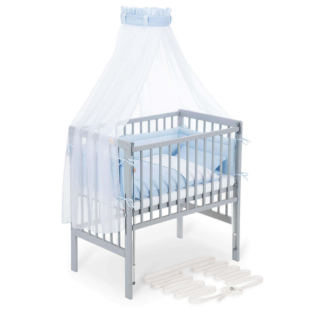 Boxspring Flex 26 grey bedside crib complete set with blanket / pillow