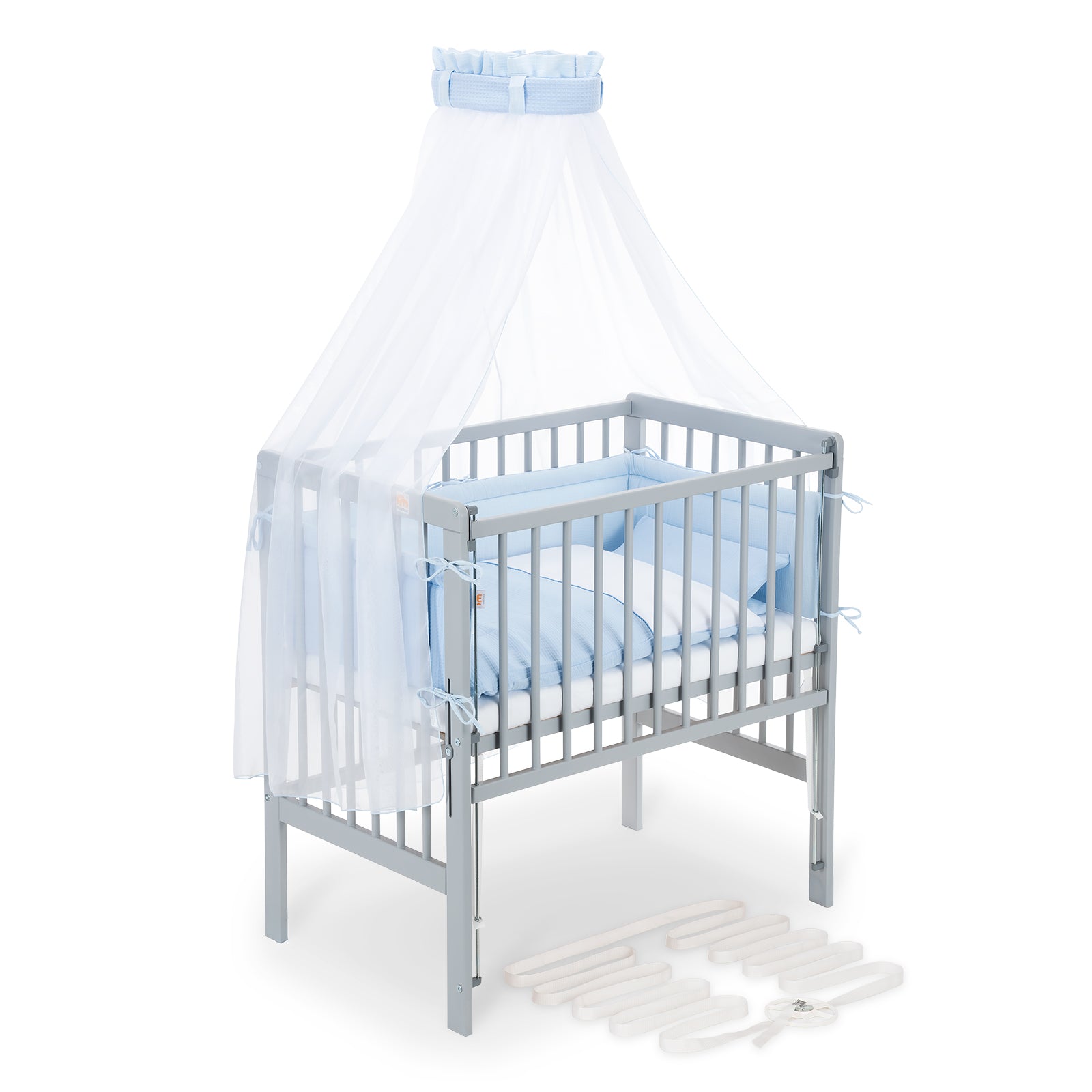 Beistellbett Boxspring Flex 26 grau Komplettset mit Decke / Kissen