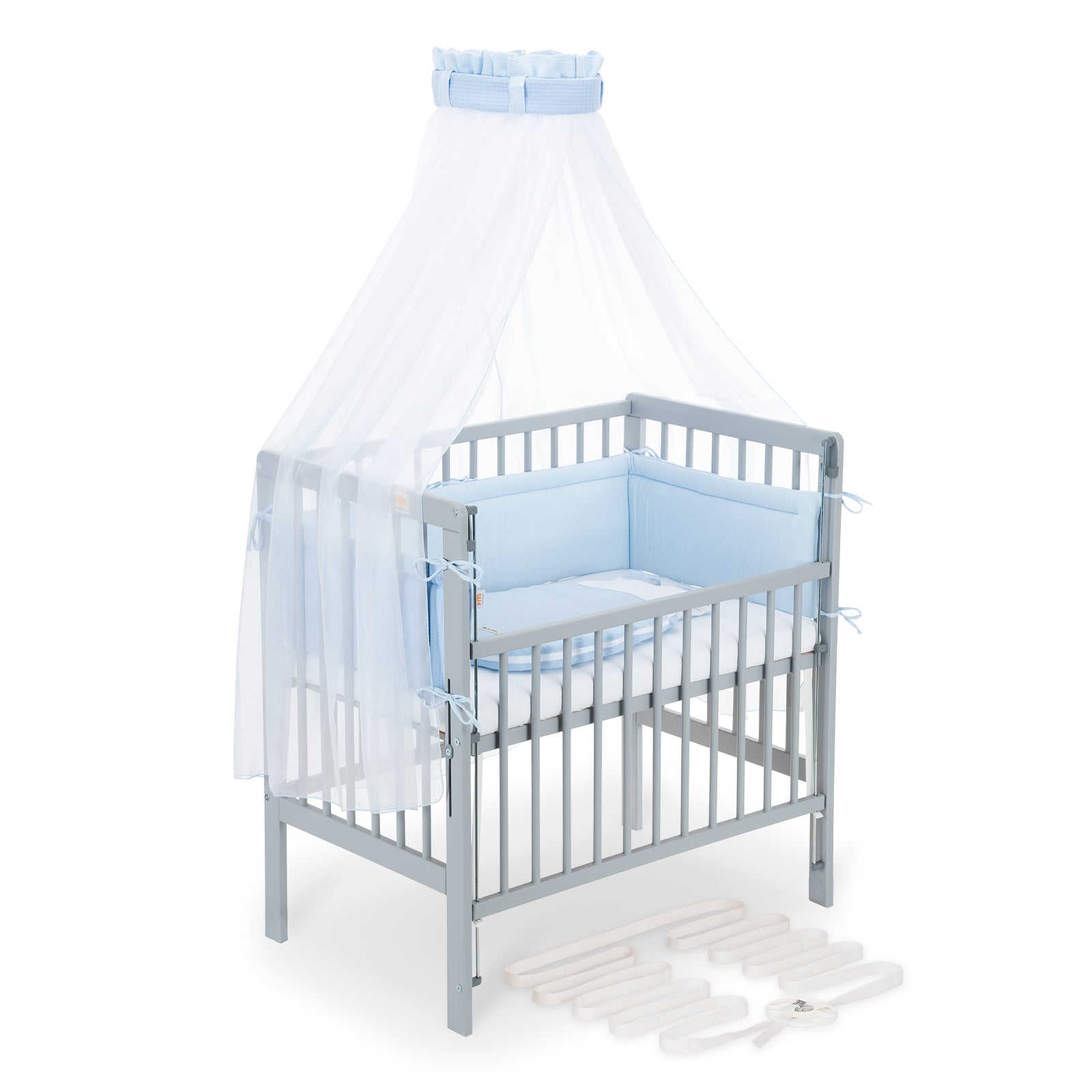 Beistellbett Boxspring Flex 26 grau Komplettset mit Schlafsack