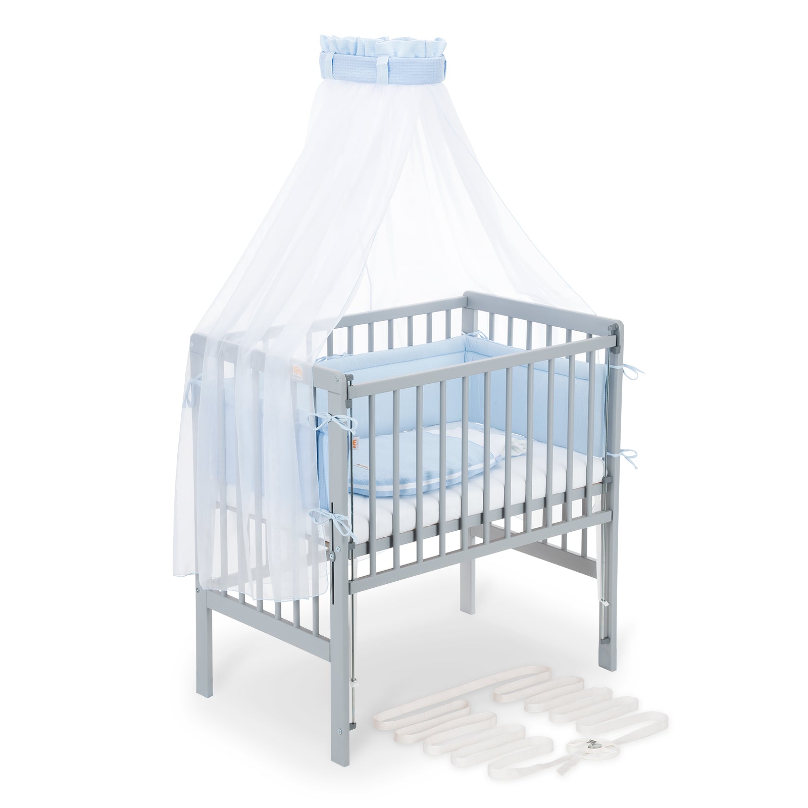 Beistellbett Boxspring Flex 26 grau Komplettset mit Schlafsack