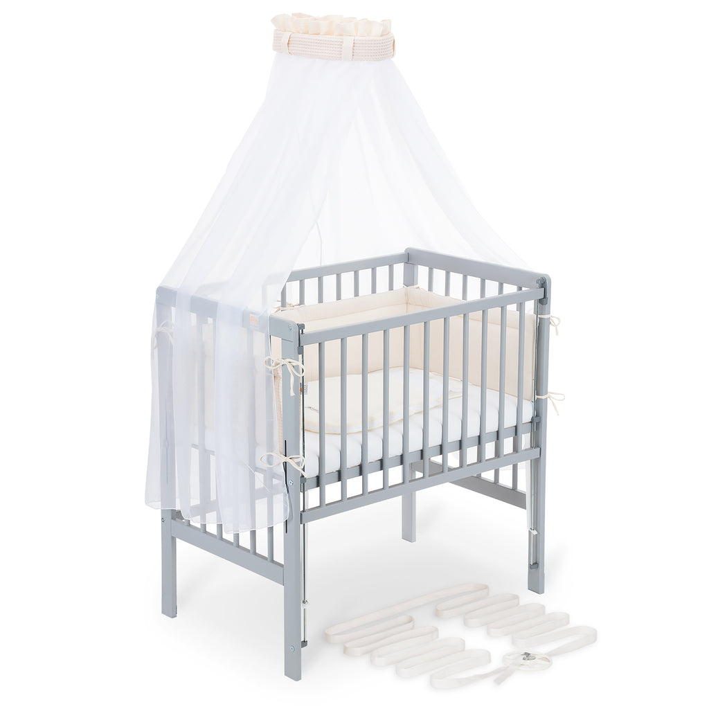 Beistellbett Boxspring Flex 26 grau Komplettset mit Schlafsack