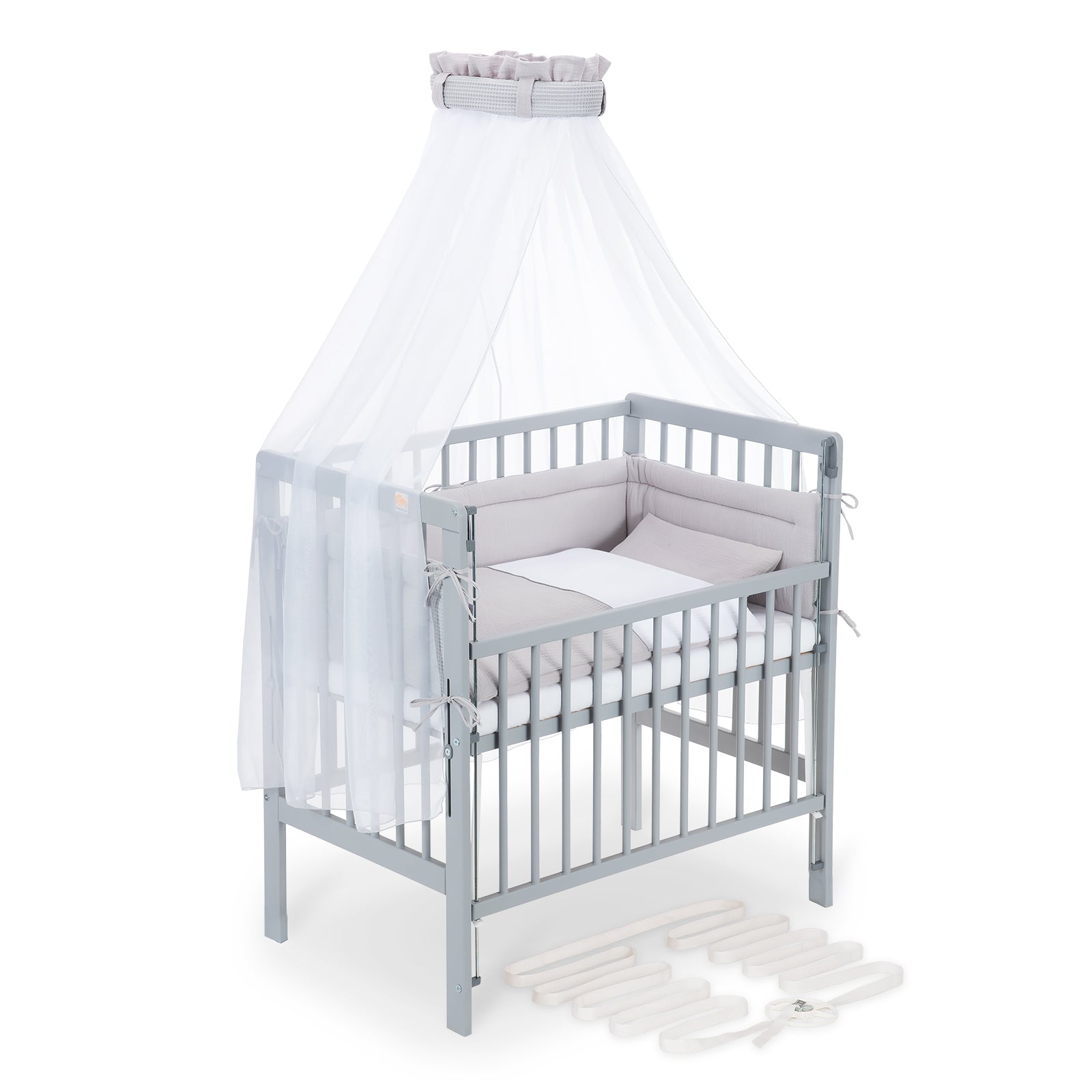 Beistellbett Boxspring Flex 26 grau Komplettset mit Decke / Kissen