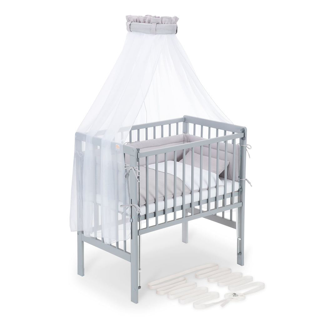 Beistellbett Boxspring Flex 26 grau Komplettset mit Decke / Kissen