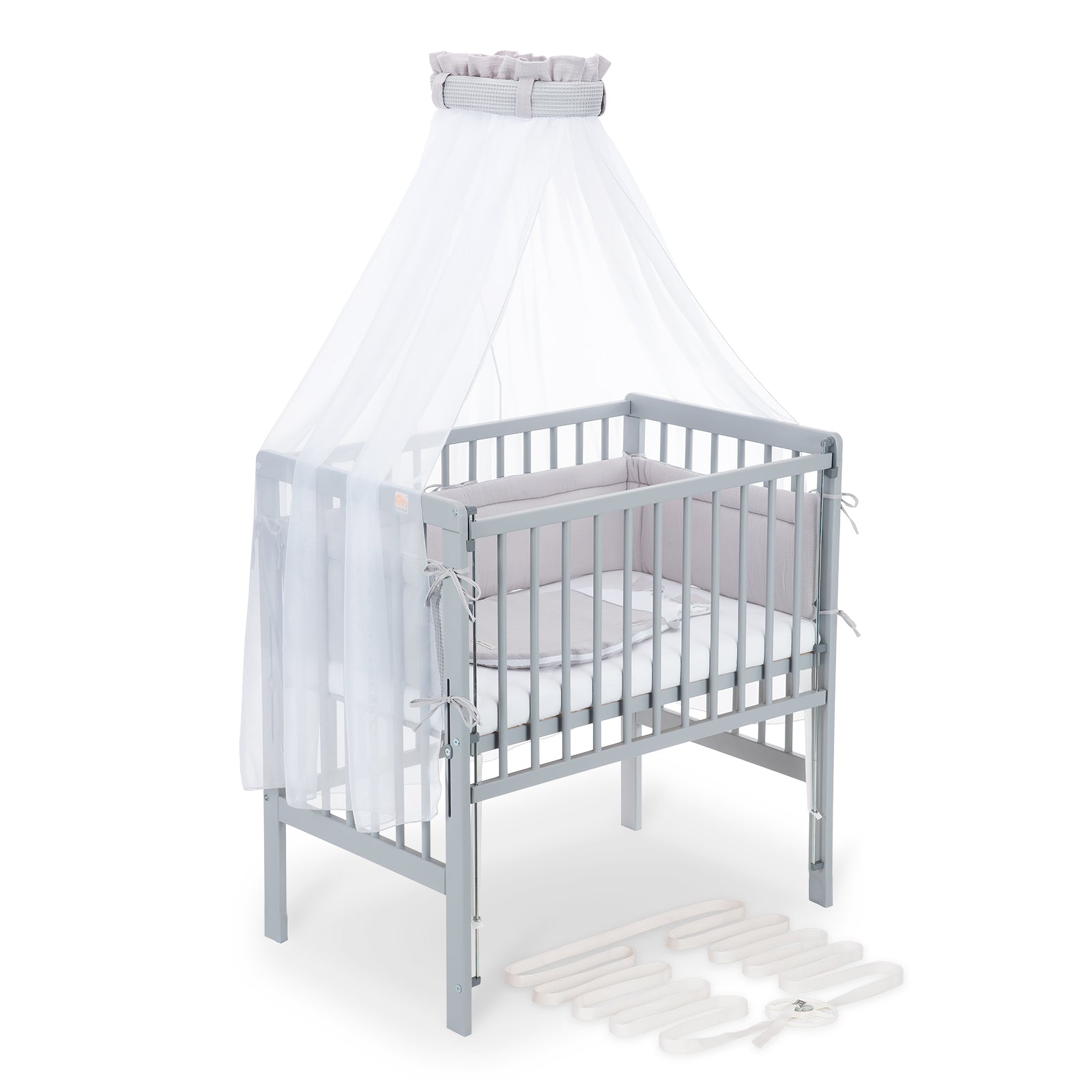 Beistellbett Boxspring Flex 26 grau Komplettset mit Schlafsack