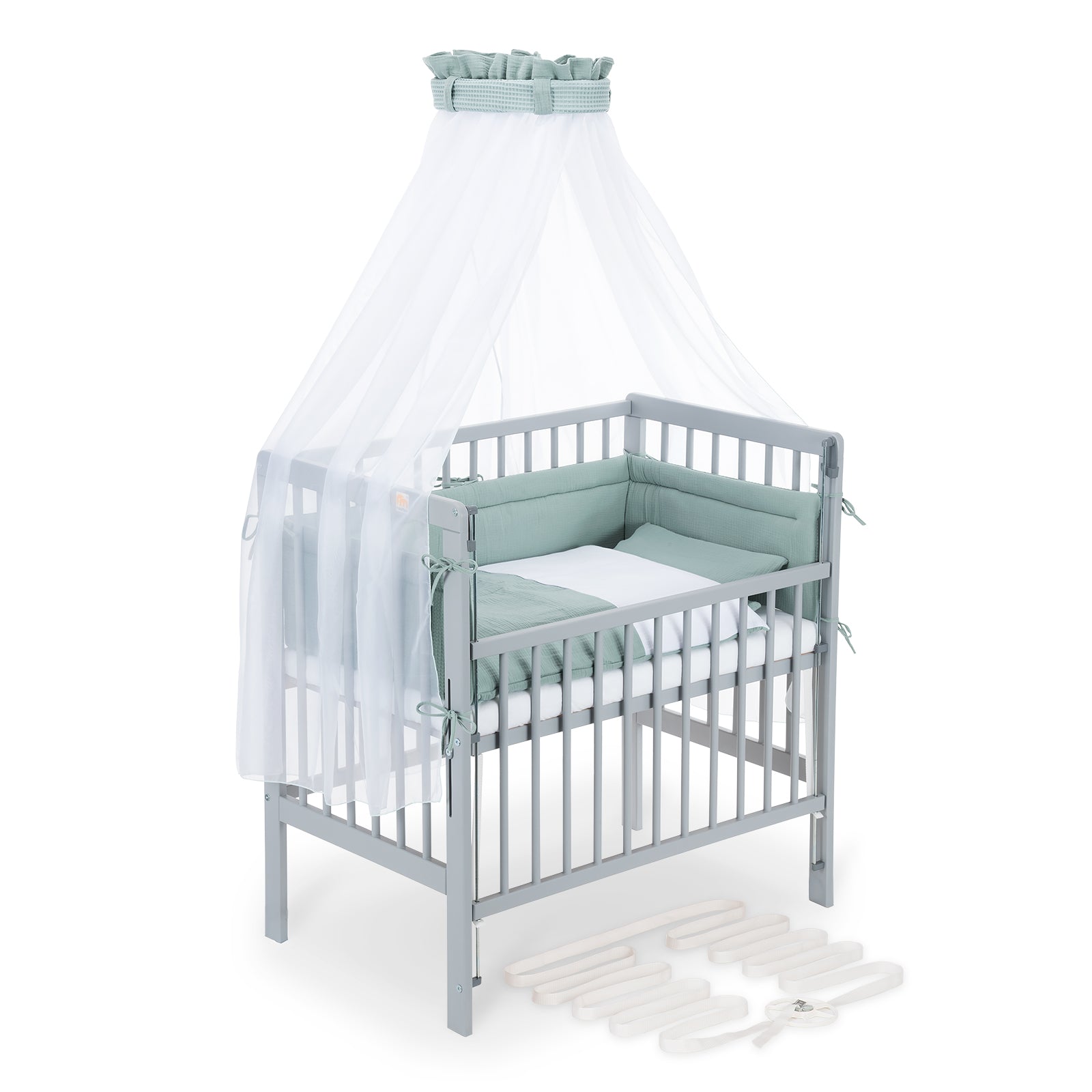 Beistellbett Boxspring Flex 26 grau Komplettset mit Decke / Kissen