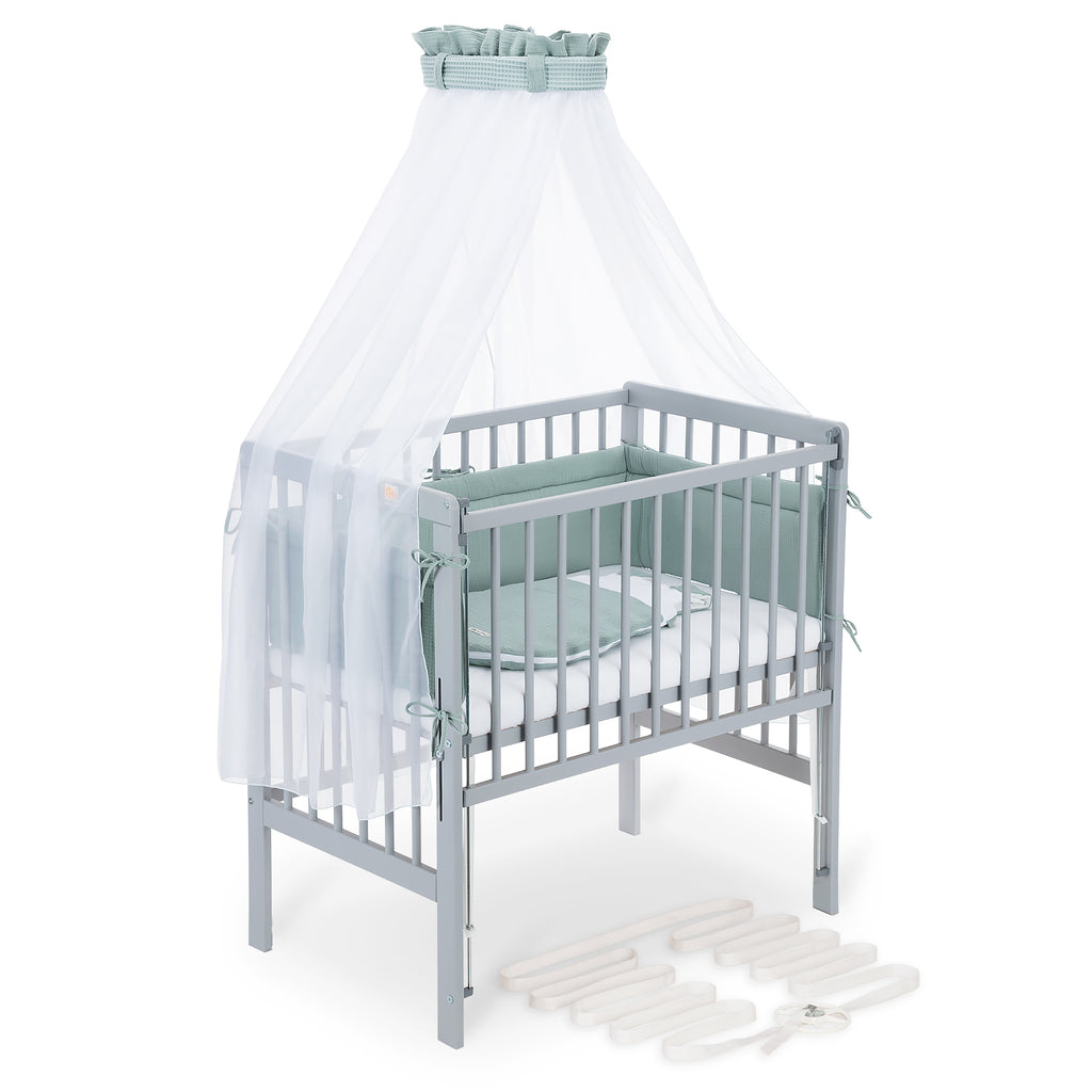 Beistellbett Boxspring Flex 26 grau Komplettset mit Schlafsack