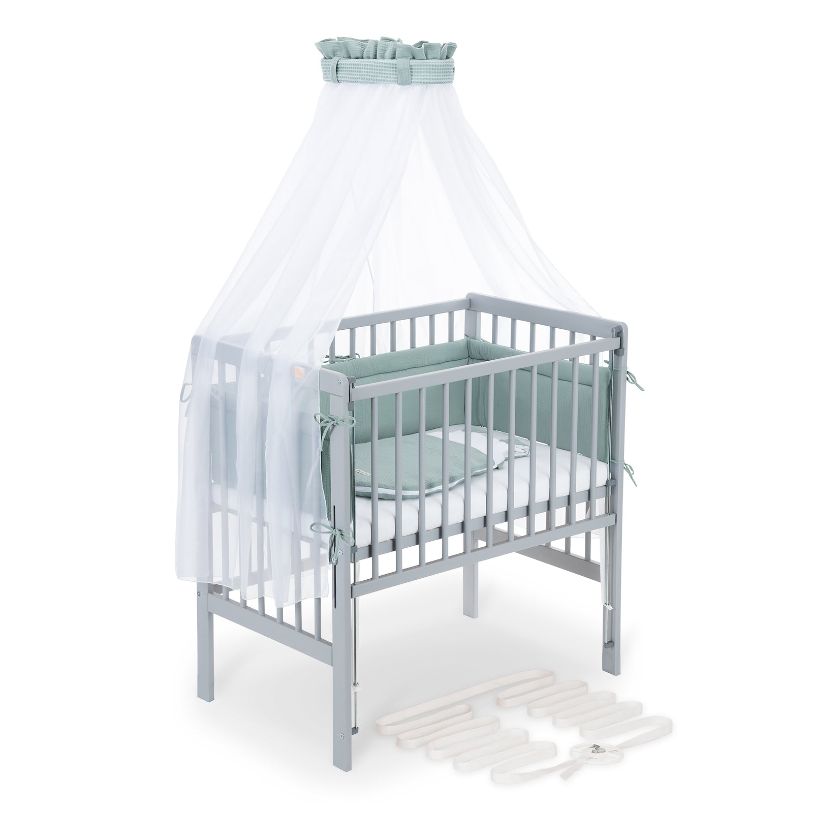 Beistellbett Boxspring Flex 26 grau Komplettset mit Schlafsack