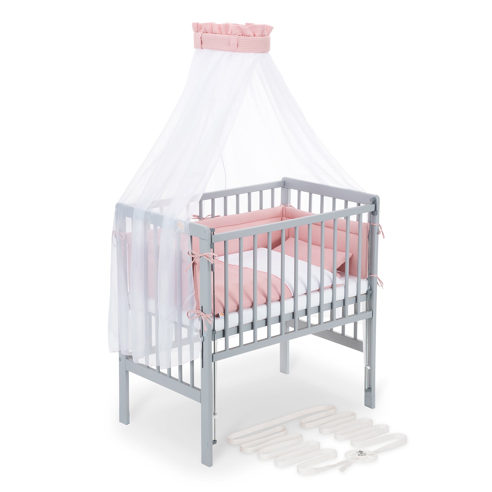 Beistellbett Boxspring Flex 26 grau Komplettset mit Decke / Kissen