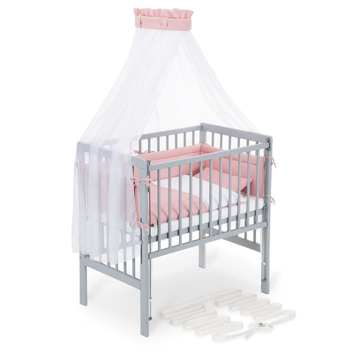 Beistellbett Boxspring Flex 26 grau Komplettset mit Decke / Kissen
