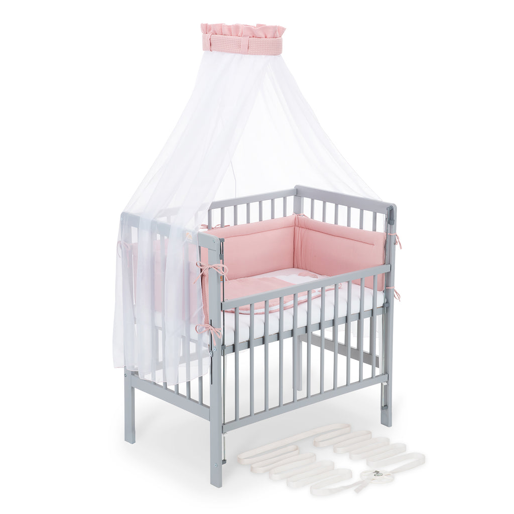 Beistellbett Boxspring Flex 26 grau Komplettset mit Schlafsack