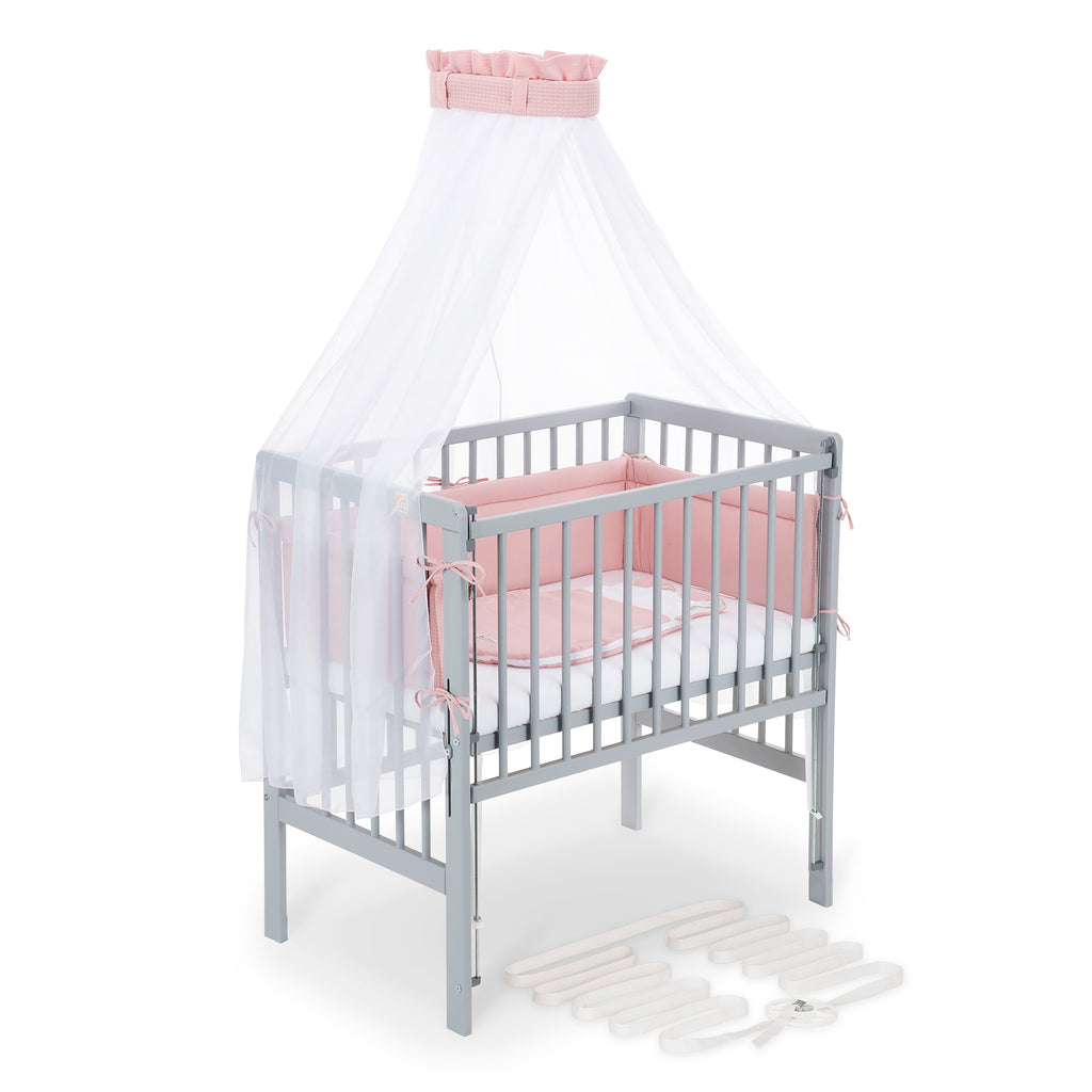 Beistellbett Boxspring Flex 26 grau Komplettset mit Schlafsack