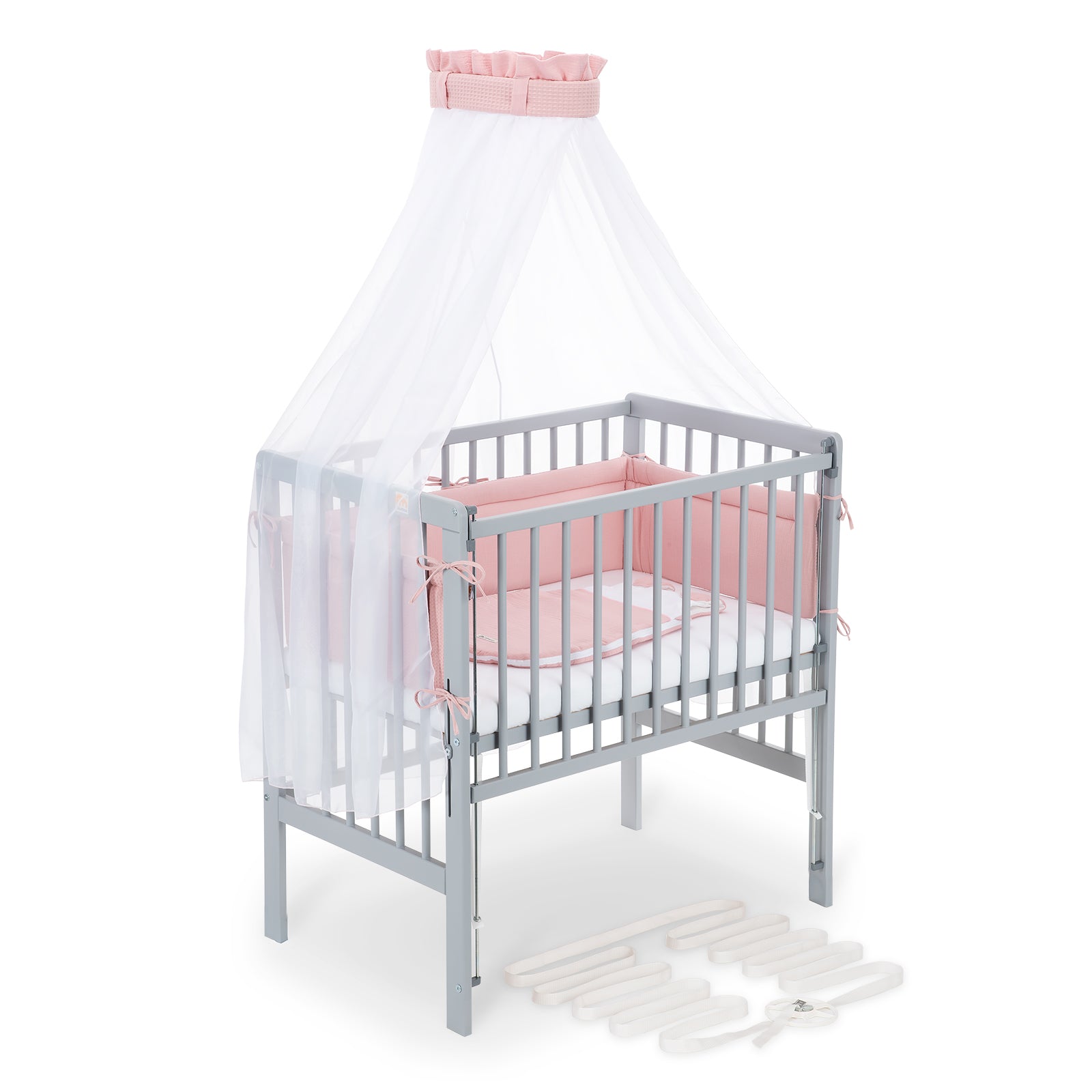 Beistellbett Boxspring Flex 26 grau Komplettset mit Schlafsack