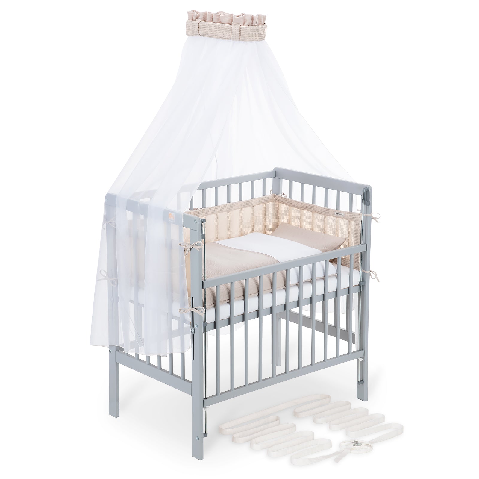 Beistellbett Boxspring Flex 26 grau Komplettset mit Decke / Kissen