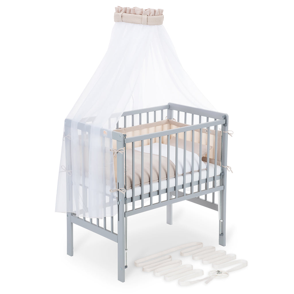 Boxspring Flex 26 grey bedside crib complete set with blanket / pillow
