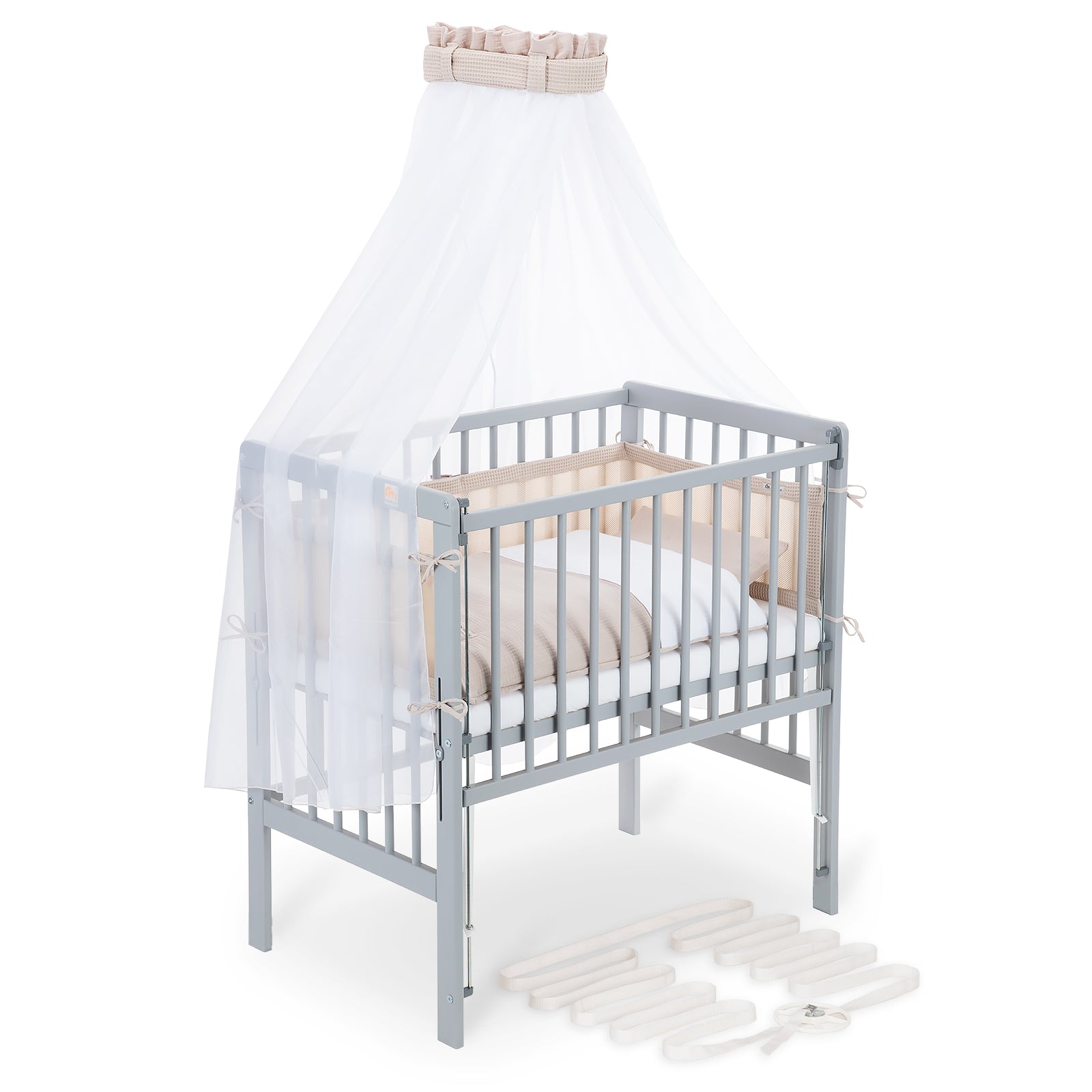 Boxspring Flex 26 grey bedside crib complete set with blanket / pillow