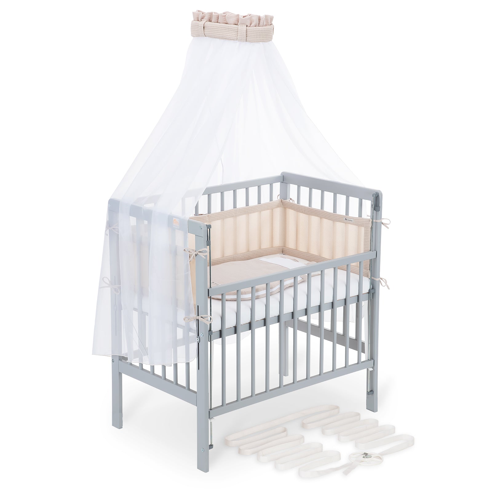 Beistellbett Boxspring Flex 26 grau Komplettset mit Schlafsack