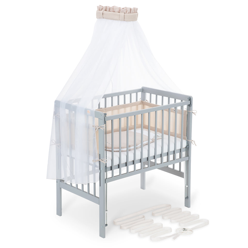 Beistellbett Boxspring Flex 26 grau Komplettset mit Schlafsack