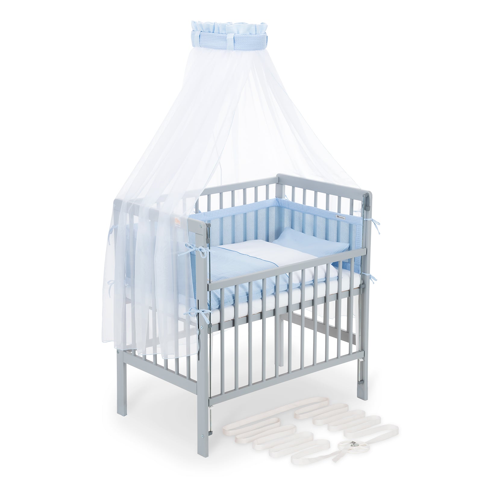 Beistellbett Boxspring Flex 26 grau Komplettset mit Decke / Kissen