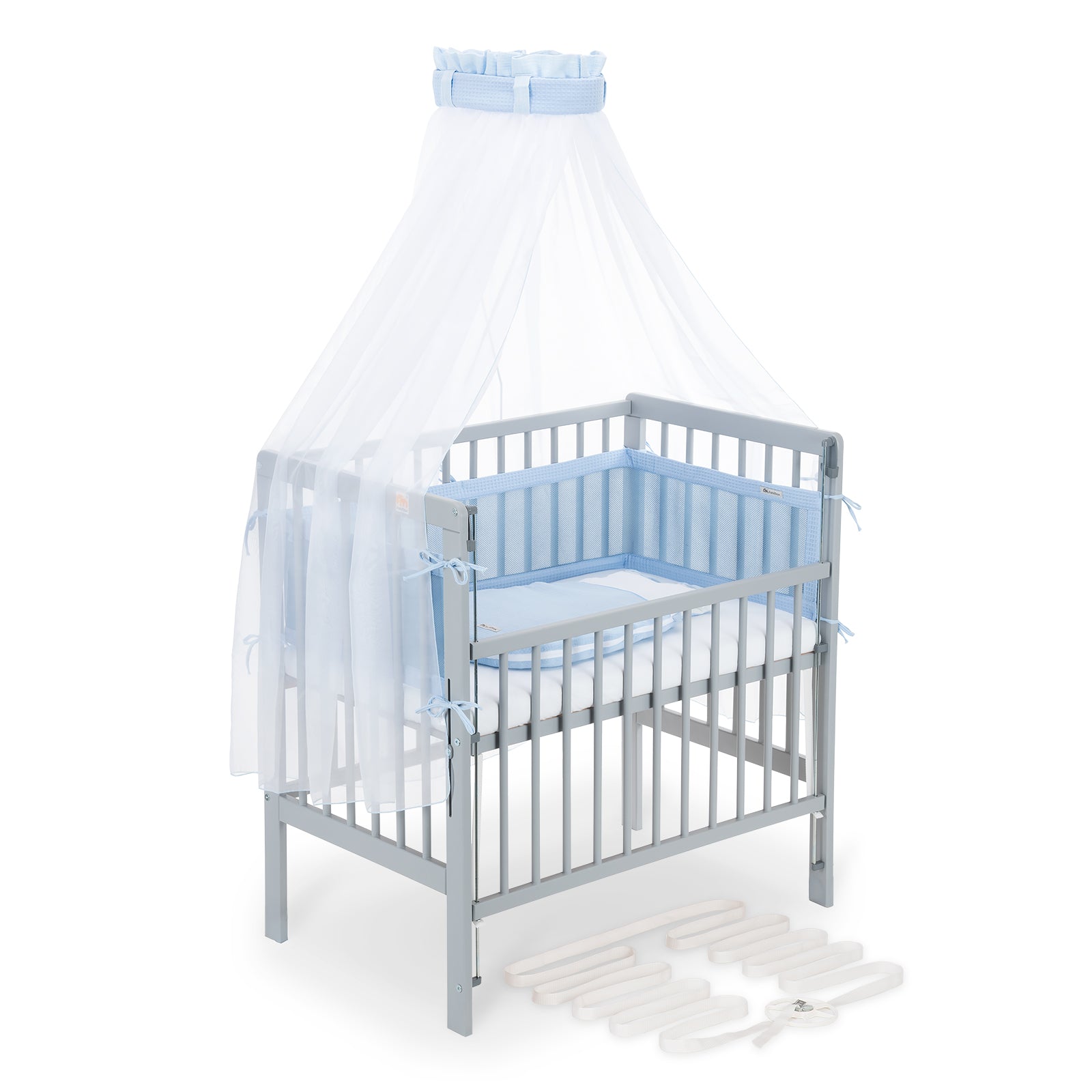 Beistellbett Boxspring Flex 26 grau Komplettset mit Schlafsack