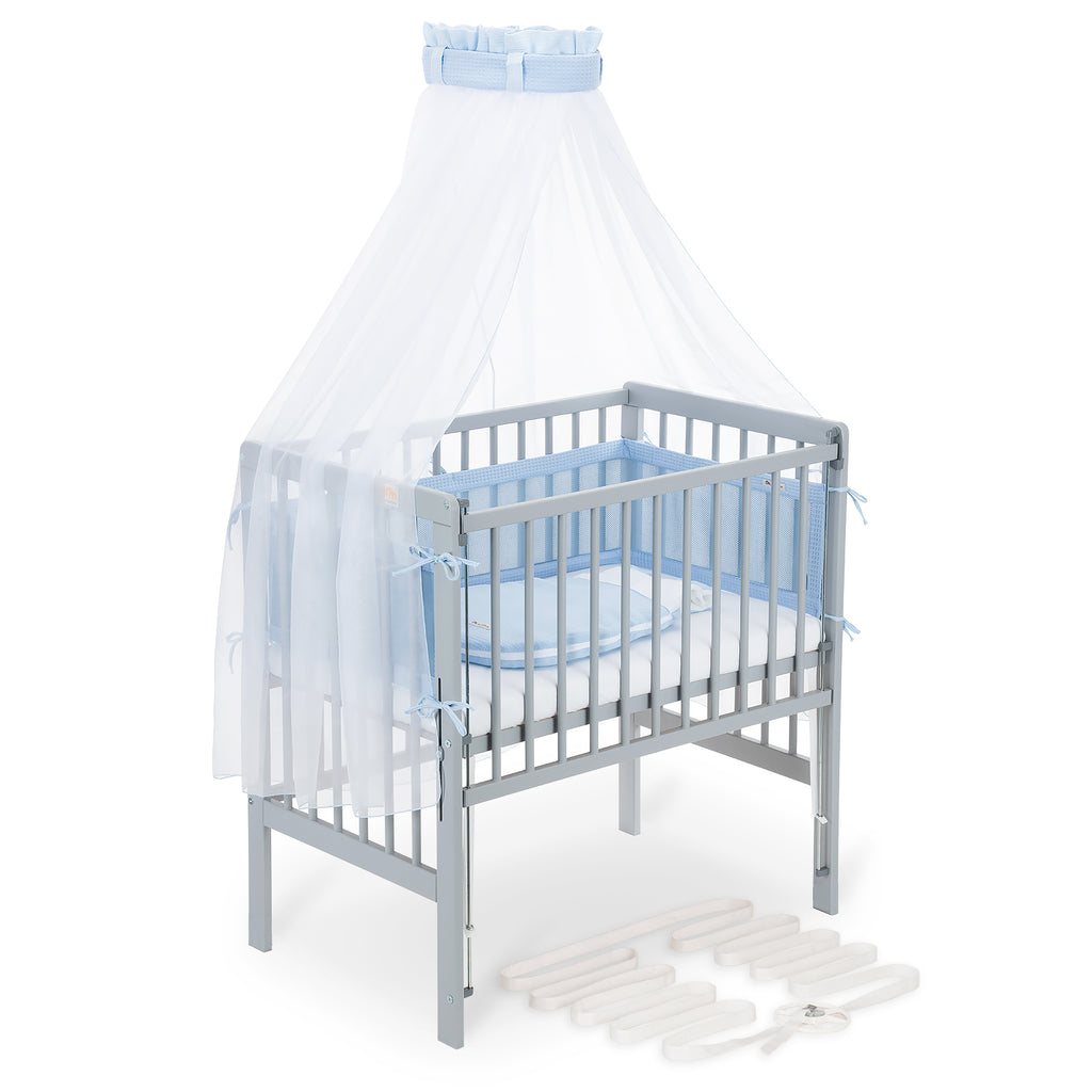 Beistellbett Boxspring Flex 26 grau Komplettset mit Schlafsack