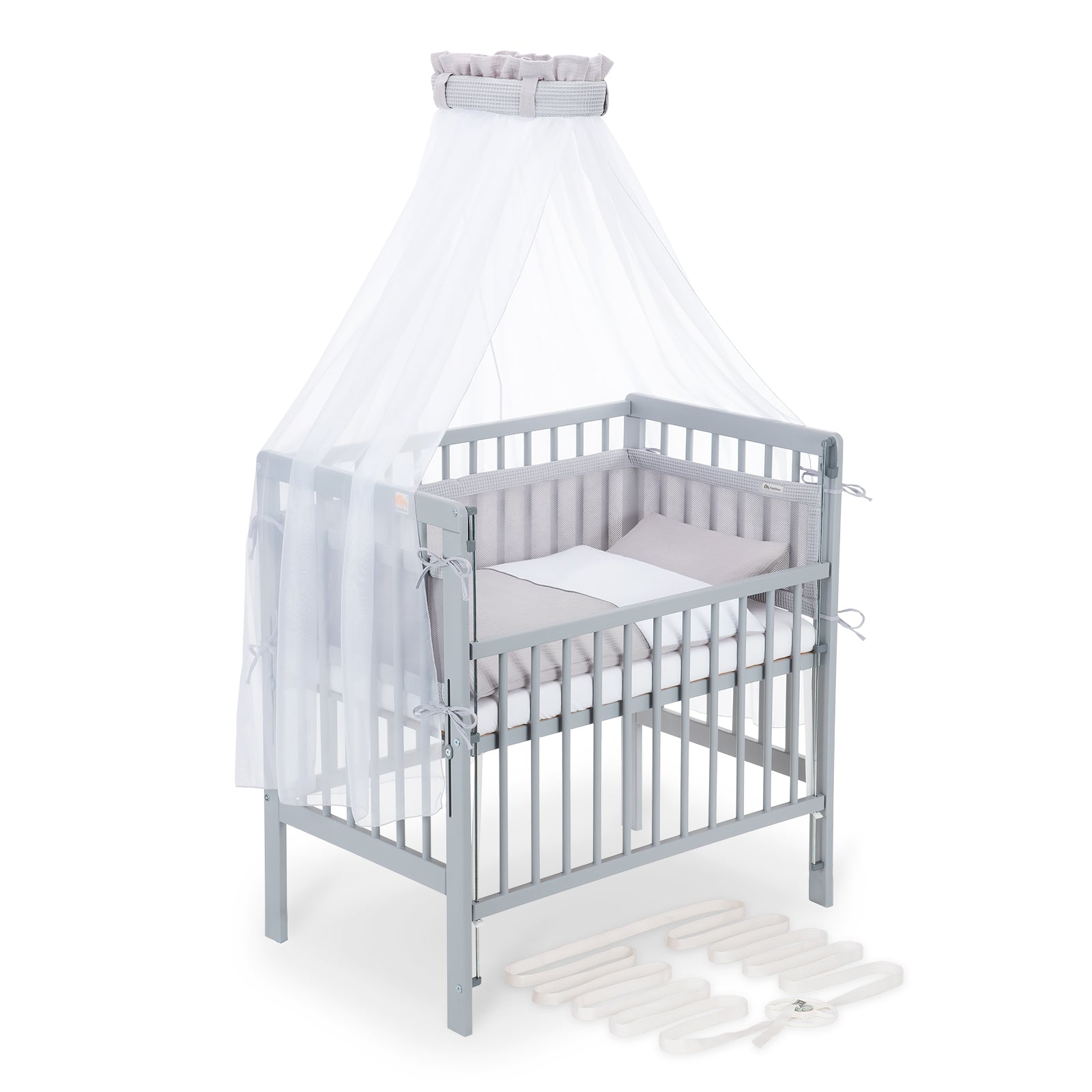 Beistellbett Boxspring Flex 26 grau Komplettset mit Decke / Kissen