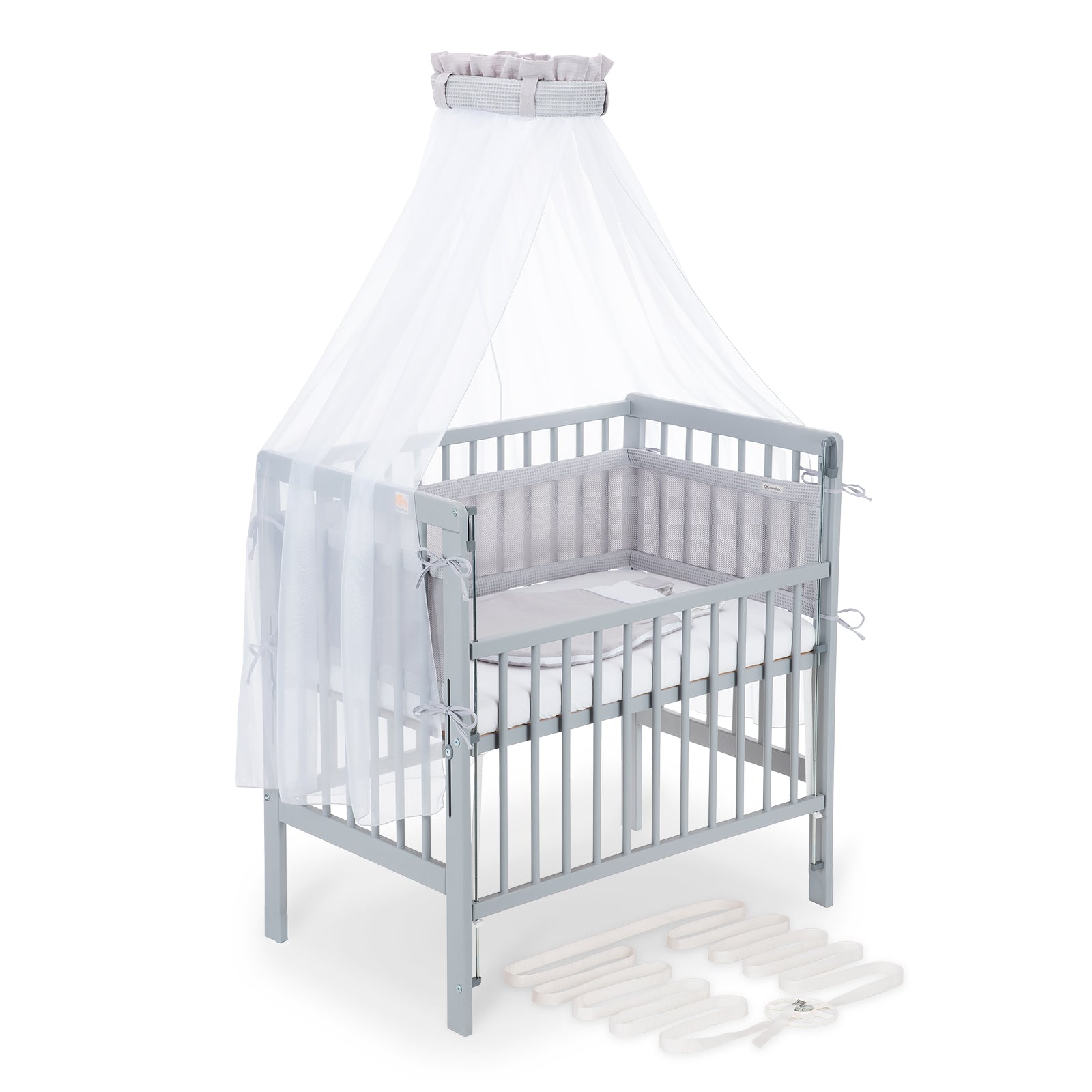 Beistellbett Boxspring Flex 26 grau Komplettset mit Schlafsack