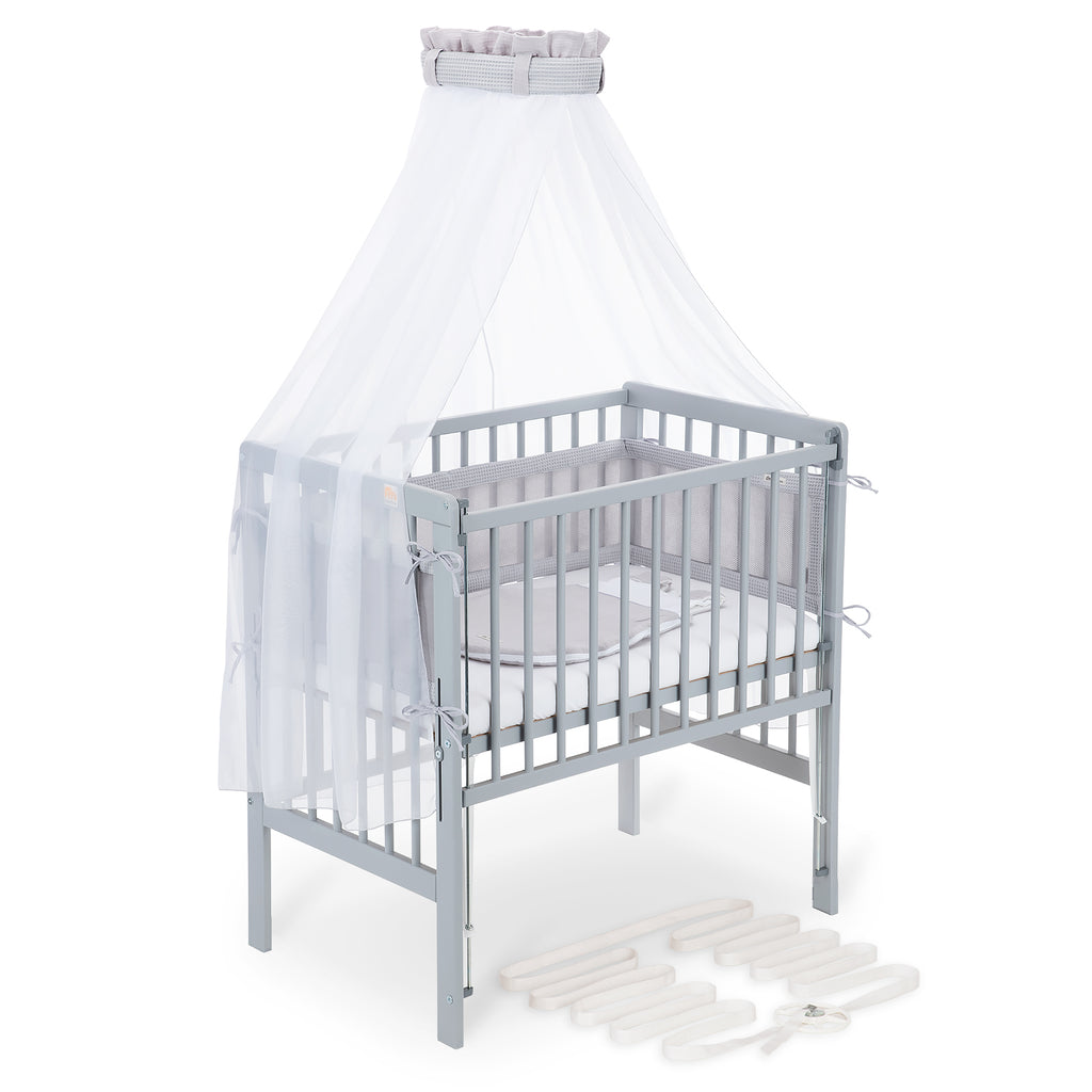 Beistellbett Boxspring Flex 26 grau Komplettset mit Schlafsack