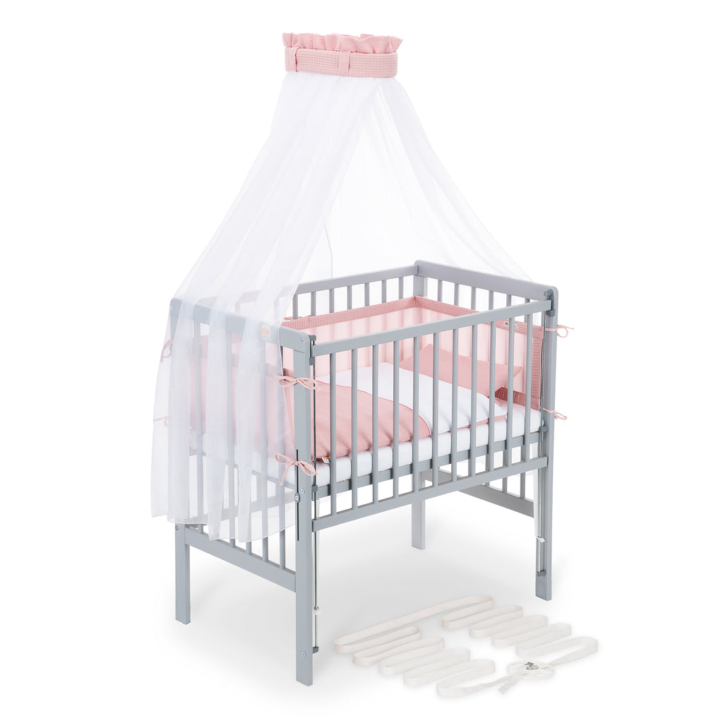 Beistellbett Boxspring Flex 26 grau Komplettset mit Decke / Kissen