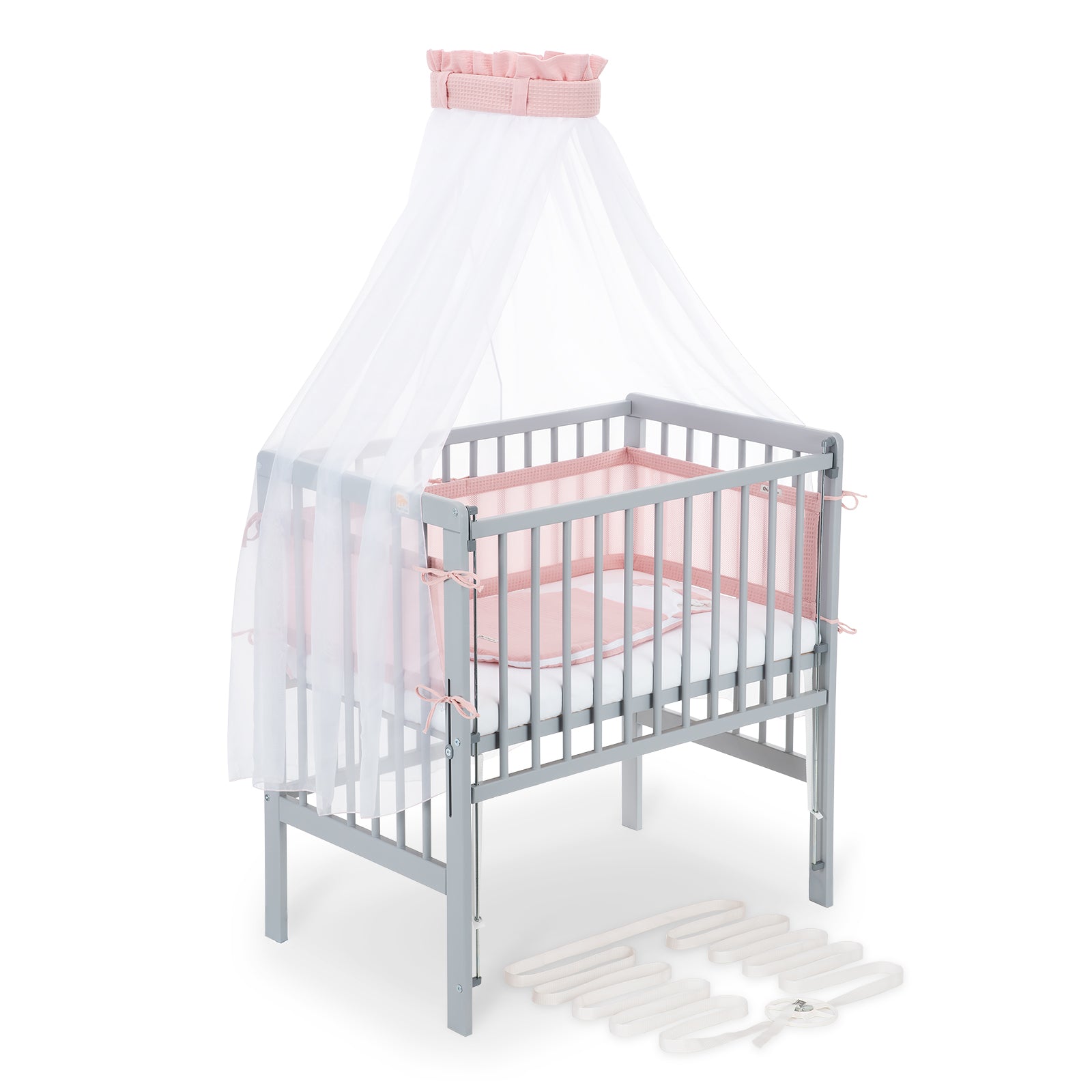 Beistellbett Boxspring Flex 26 grau Komplettset mit Schlafsack