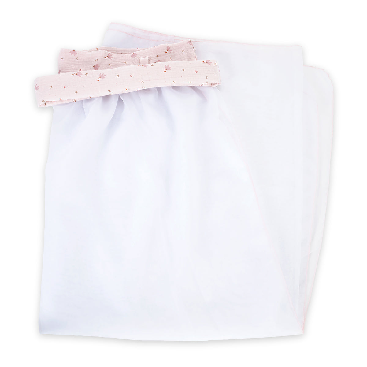 Chiffon-Himmel für Beistellbett mit Musselin-Einfassung Rosa