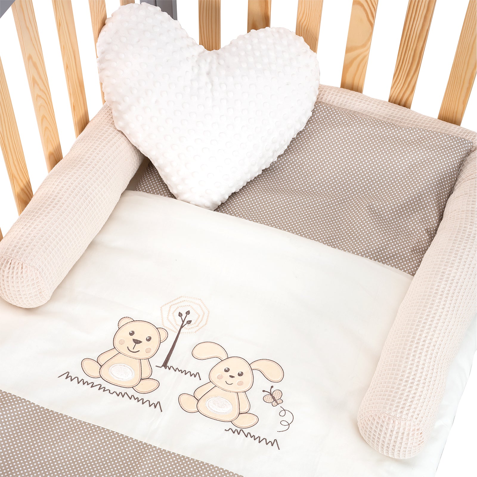 Textil-Komplettset für Kinderbett Beige Punkte