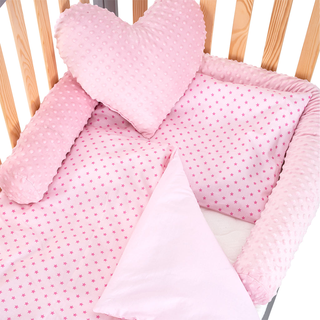 Textil-Komplettset für Kinderbett Rosa Sterne